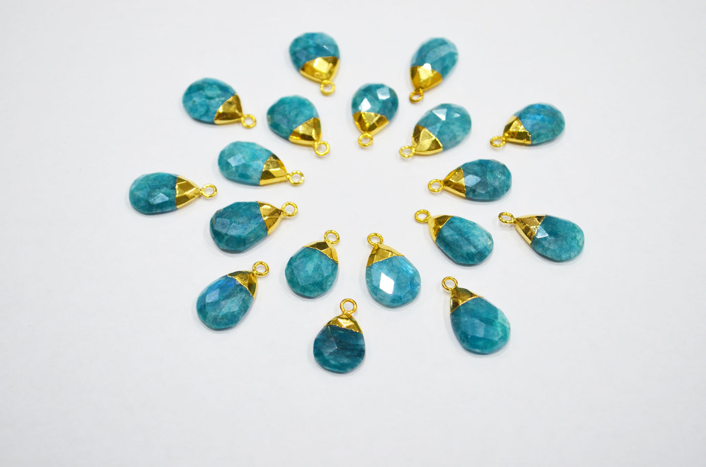 Mystic Ocean Green Rainbow Moonstone Electroplated Pear Shape Pendant , Sold By Piece , 11x18 - 13x21 mm , RB-7314