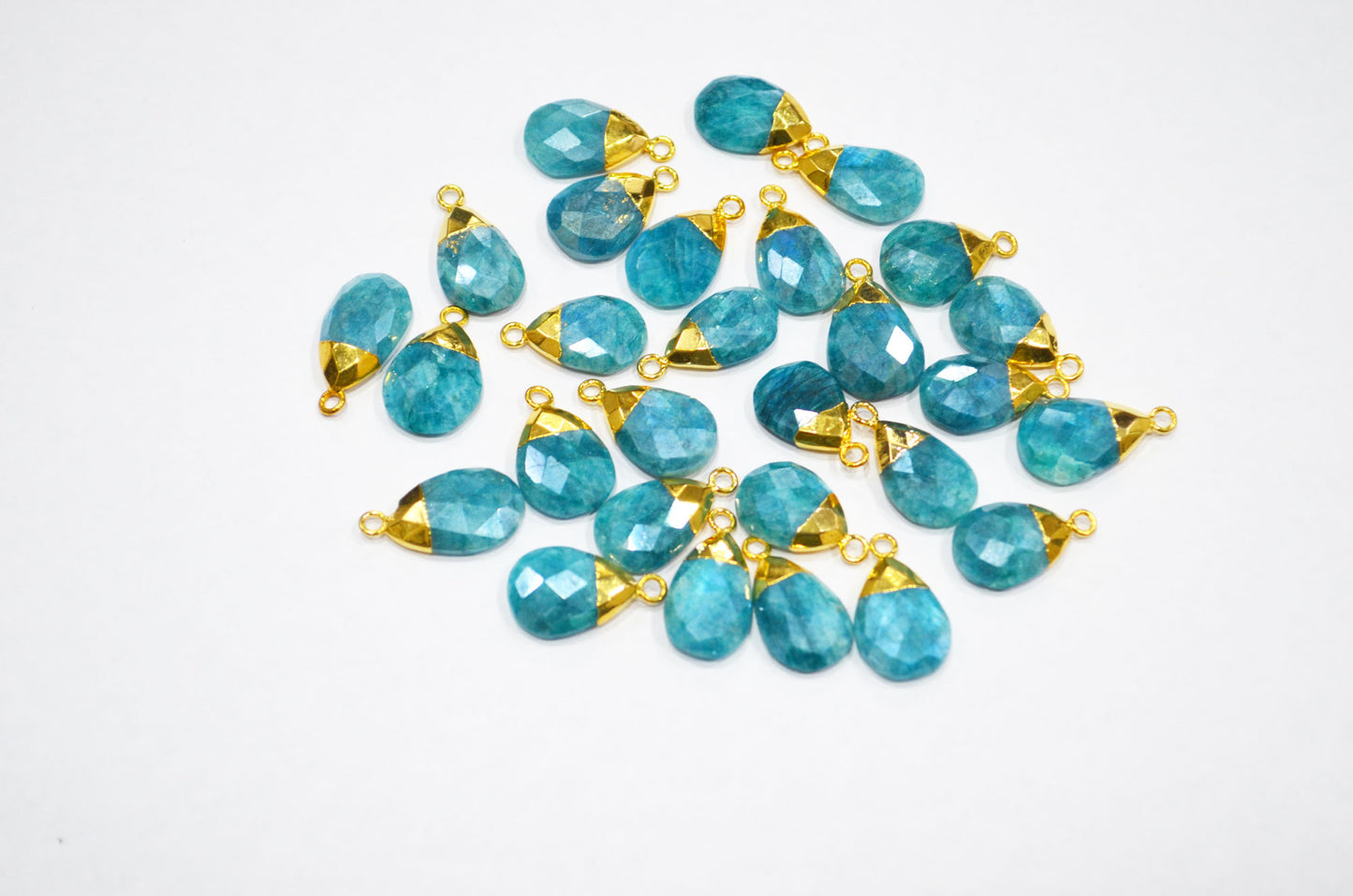 Mystic Ocean Green Rainbow Moonstone Electroplated Pear Shape Pendant , Sold By Piece , 11x18 - 13x21 mm , RB-7314
