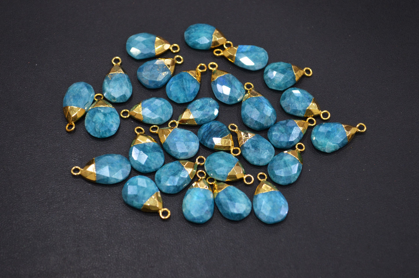 Mystic Ocean Green Rainbow Moonstone Electroplated Pear Shape Pendant , Sold By Piece , 11x18 - 13x21 mm , RB-7314