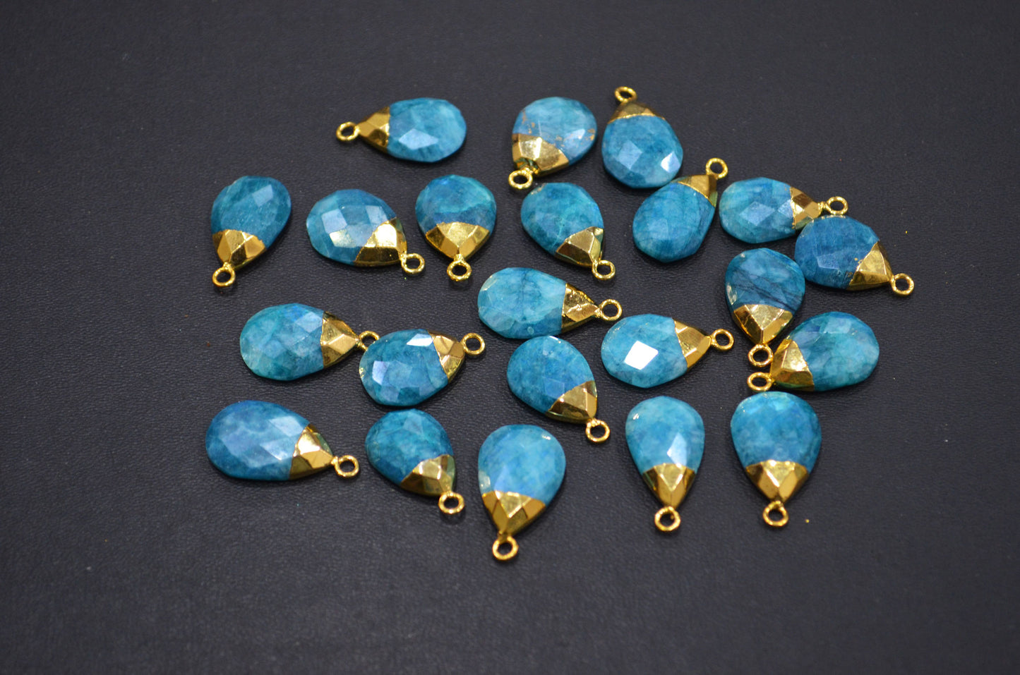 Mystic Ocean Green Rainbow Moonstone Electroplated Pear Shape Pendant , Sold By Piece , 11x19 - 13x22 mm , RB-7315