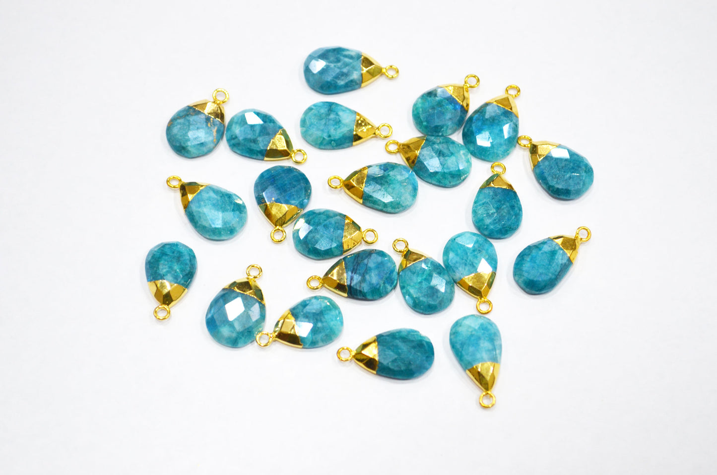 Mystic Ocean Green Rainbow Moonstone Electroplated Pear Shape Pendant , Sold By Piece , 11x19 - 13x22 mm , RB-7315