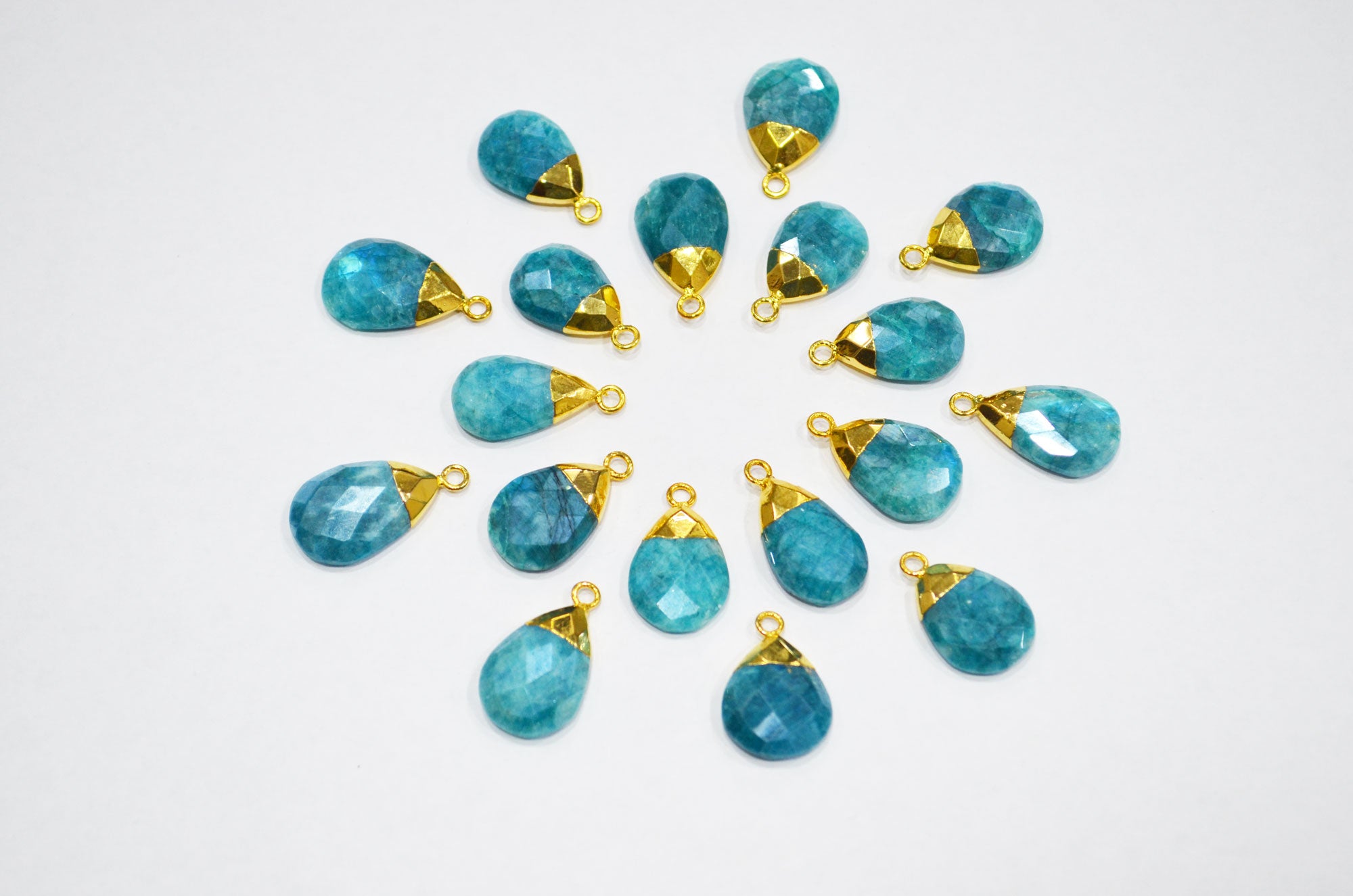 Mystic Ocean Green Rainbow Moonstone Electroplated Pear Shape Pendant , Sold By Piece , 11x19 - 13x22 mm , RB-7315