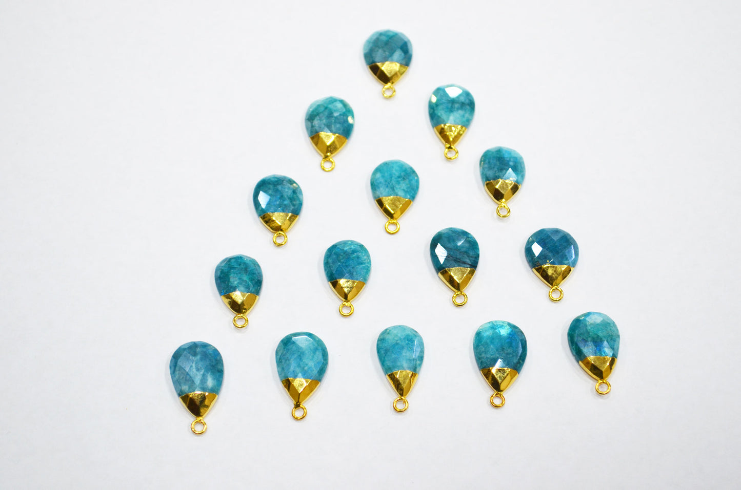 Mystic Ocean Green Rainbow Moonstone Electroplated Pear Shape Pendant , Sold By Piece , 11x19 - 13x22 mm , RB-7315