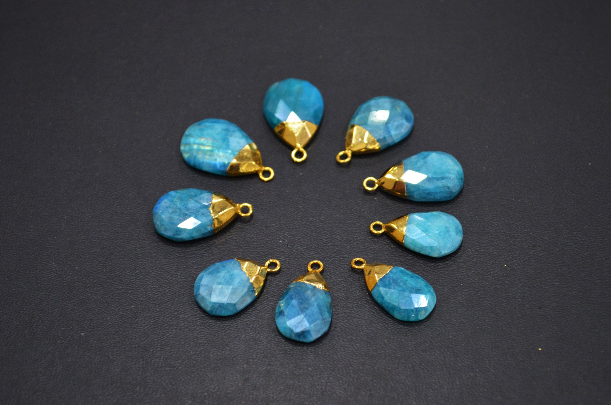 Mystic Ocean Green Rainbow Moonstone Electroplated Pear Shape Pendant , Sold By Piece , 12x21 - 15x25 mm , RB-7316