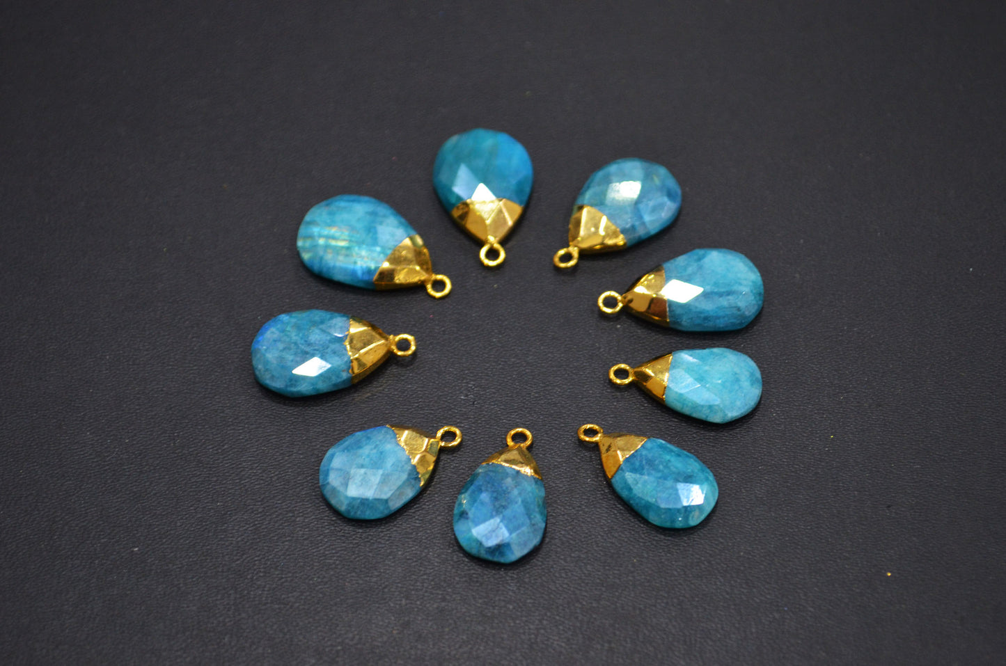 Mystic Ocean Green Rainbow Moonstone Electroplated Pear Shape Pendant , Sold By Piece , 12x21 - 15x25 mm , RB-7316