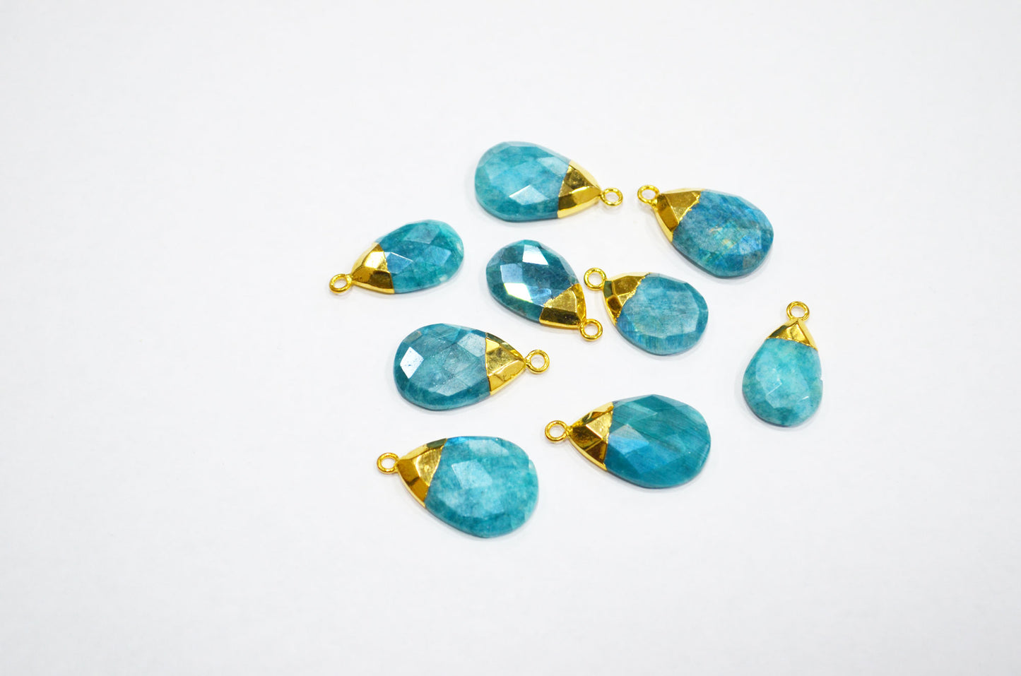 Mystic Ocean Green Rainbow Moonstone Electroplated Pear Shape Pendant , Sold By Piece , 12x21 - 15x25 mm , RB-7316