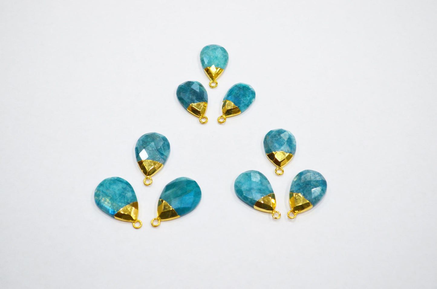 Mystic Ocean Green Rainbow Moonstone Electroplated Pear Shape Pendant , Sold By Piece , 12x21 - 15x25 mm , RB-7316