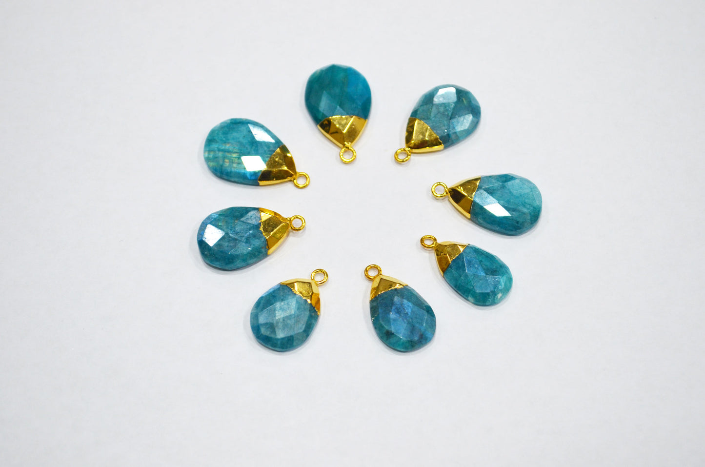 Mystic Ocean Green Rainbow Moonstone Electroplated Pear Shape Pendant , Sold By Piece , 12x21 - 15x25 mm , RB-7316