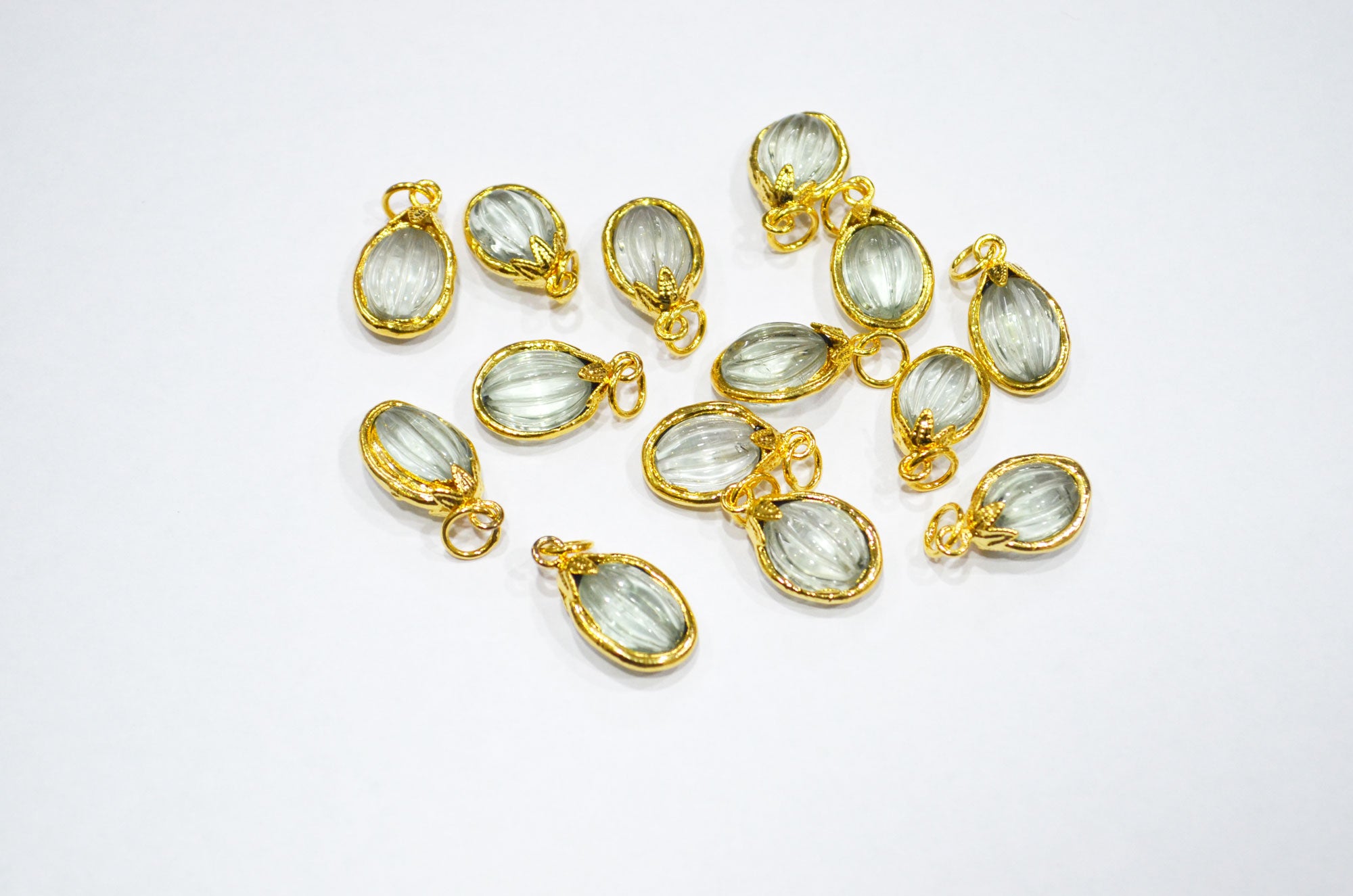 Green Amethyst Electroplated Oval Shape Pendant , Sold By Piece , 11x20 mm , RB-7317
