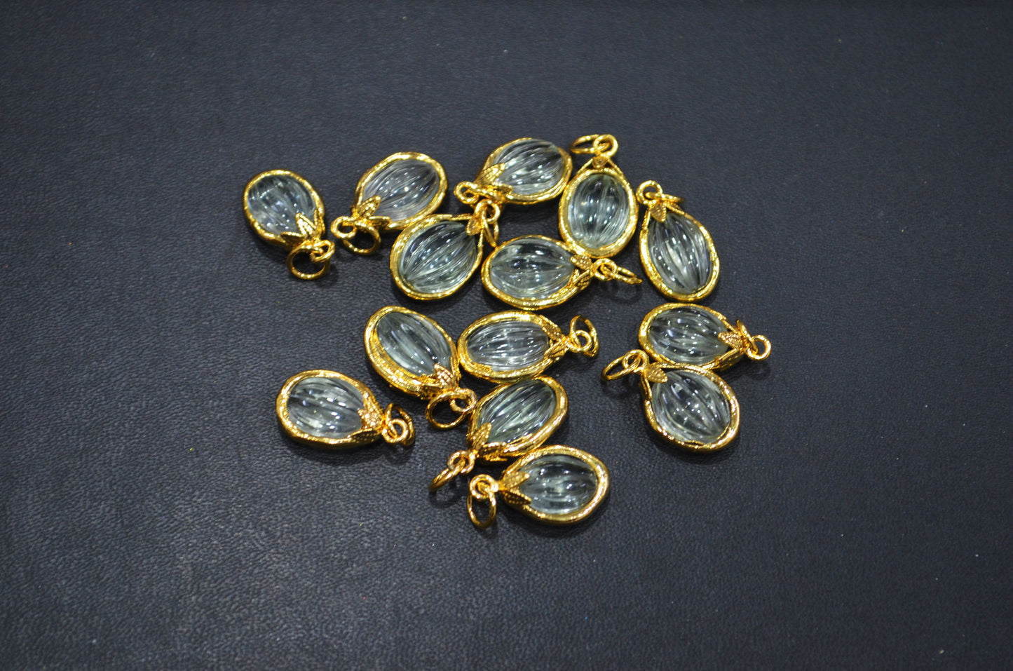 Green Amethyst Electroplated Oval Shape Pendant , Sold By Piece , 11x20 mm , RB-7317