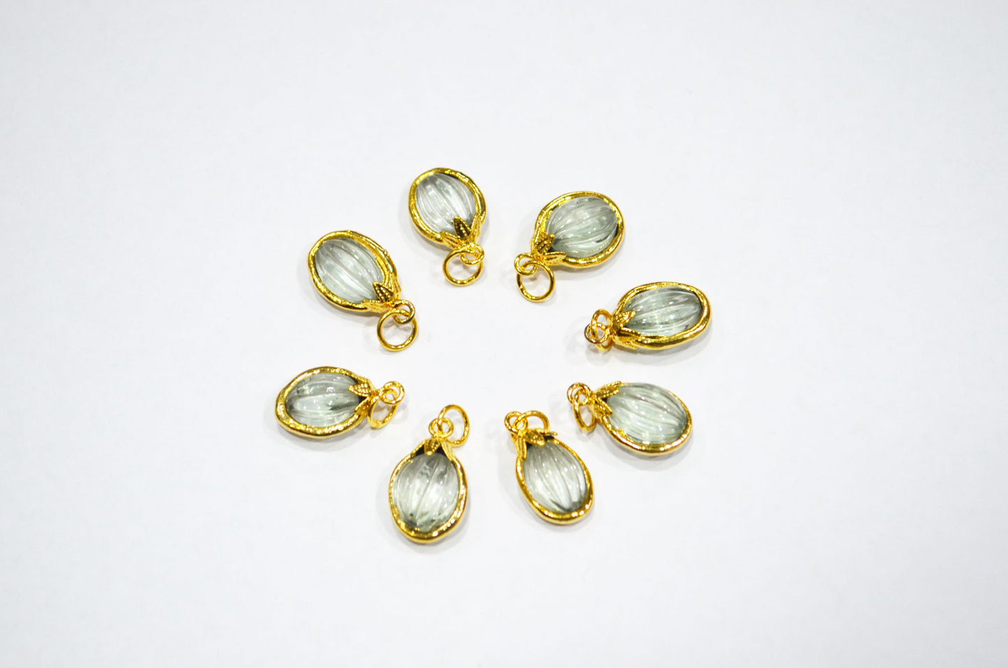 Green Amethyst Electroplated Oval Shape Pendant , Sold By Piece , 11x20 mm , RB-7317