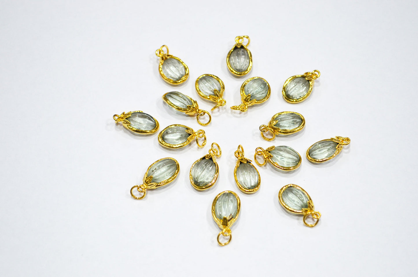 Green Amethyst Electroplated Oval Shape Pendant , Sold By Piece , 11x20 mm , RB-7317