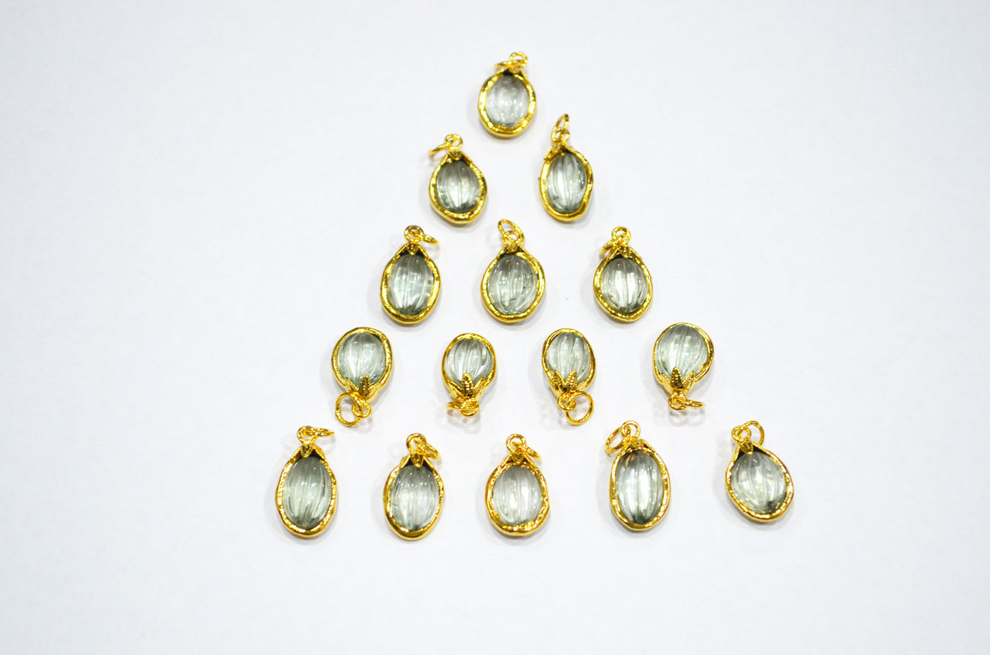 Green Amethyst Electroplated Oval Shape Pendant , Sold By Piece , 11x20 mm , RB-7317