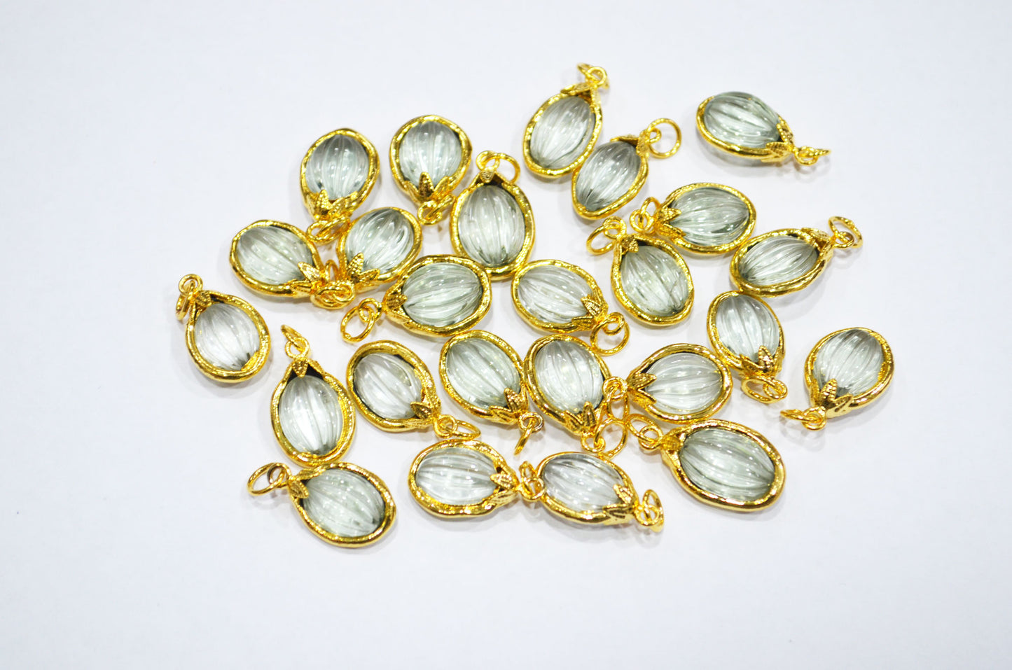 Green Amethyst Electroplated Oval Shape Pendant , Sold By Piece , 12x20 - 13x23 mm , RB-7319