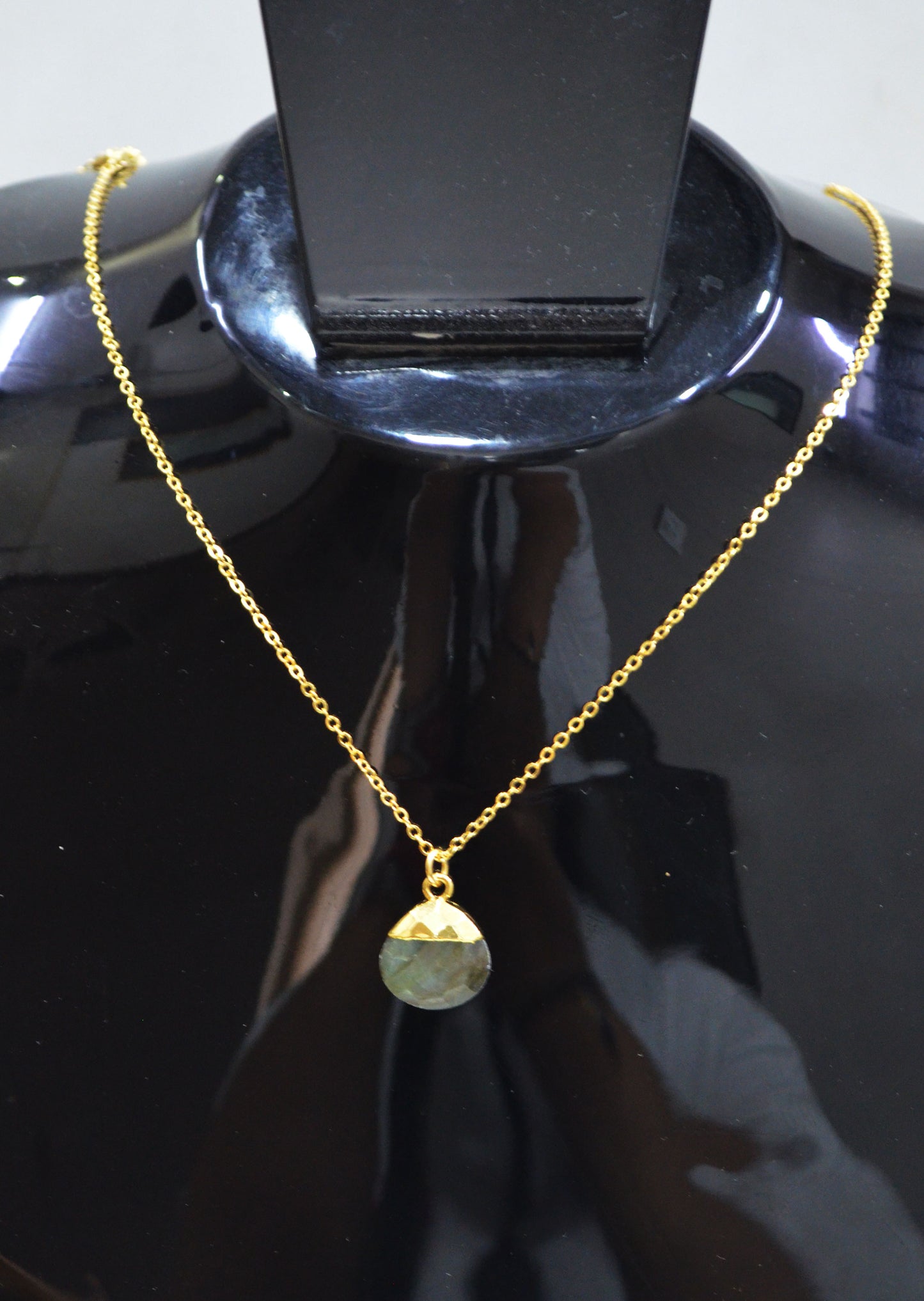 Labradorite Faceted Heart Shape Pendant With Adjustable Chain And Lobster Lock Necklace , 14 mm , RB-7325