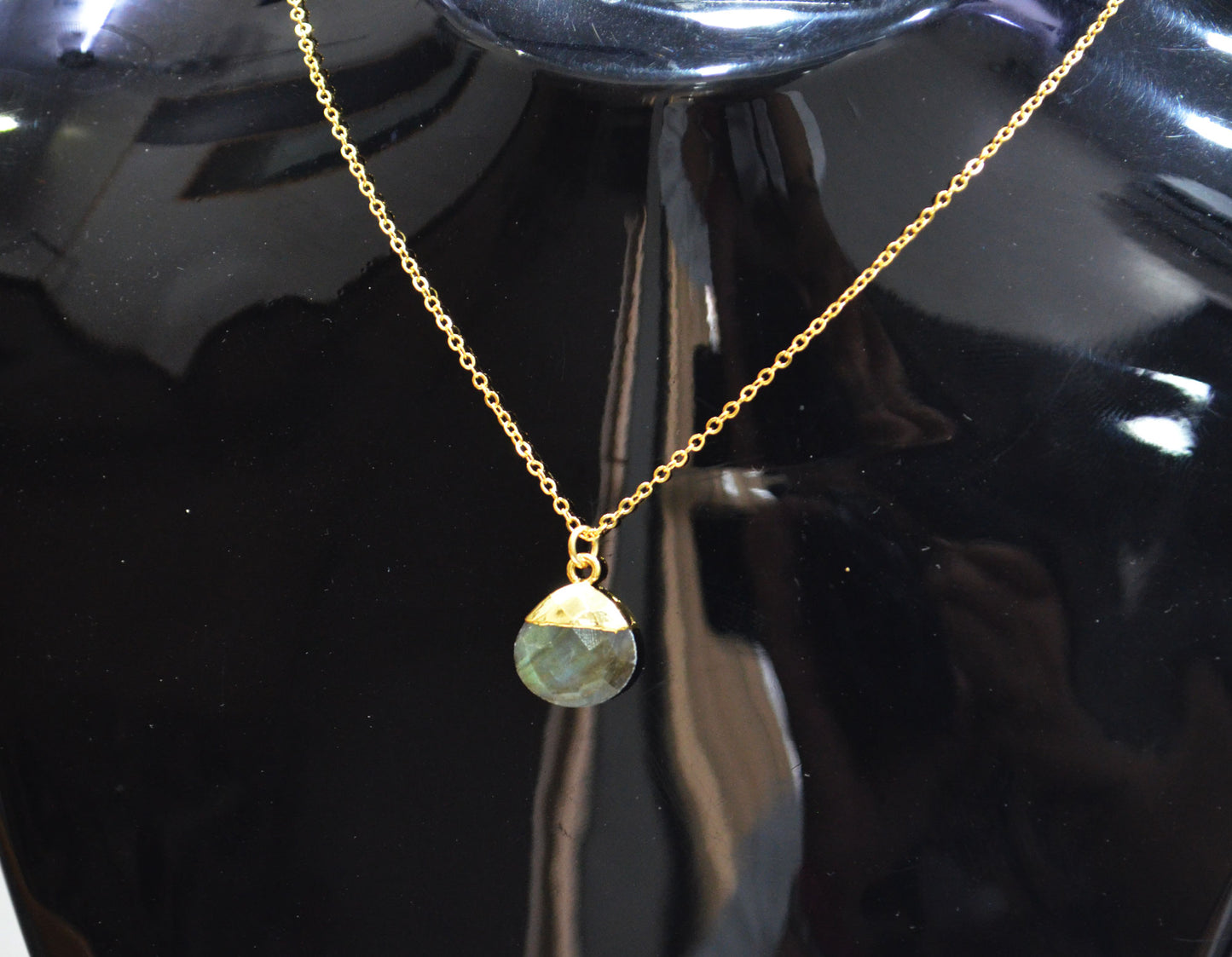 Labradorite Faceted Heart Shape Pendant With Adjustable Chain And Lobster Lock Necklace , 14 mm , RB-7325