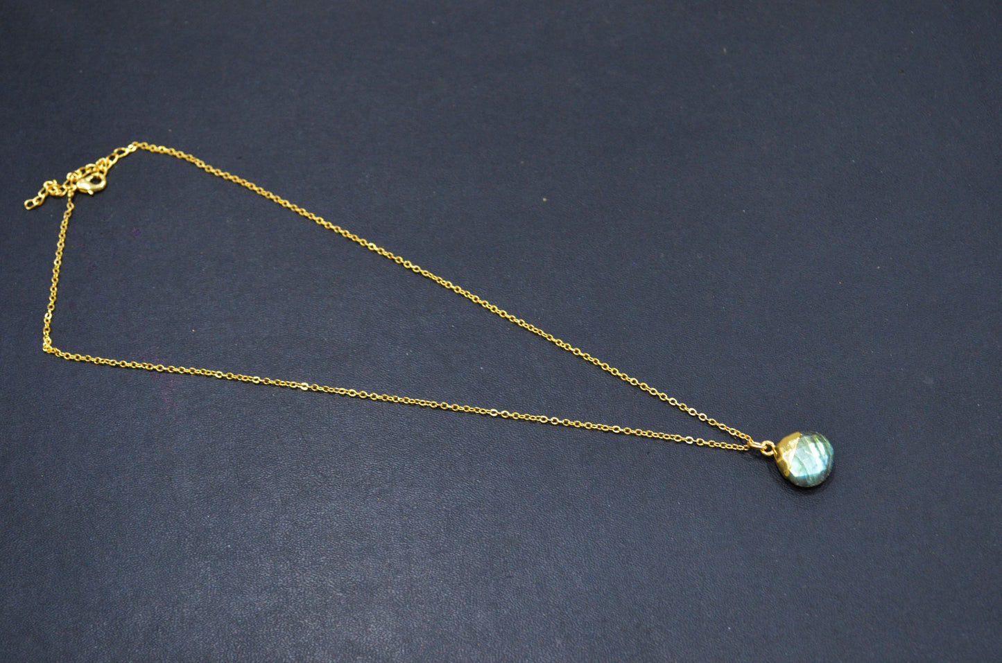 Labradorite Faceted Heart Shape Pendant With Adjustable Chain And Lobster Lock Necklace , 14 mm , RB-7325