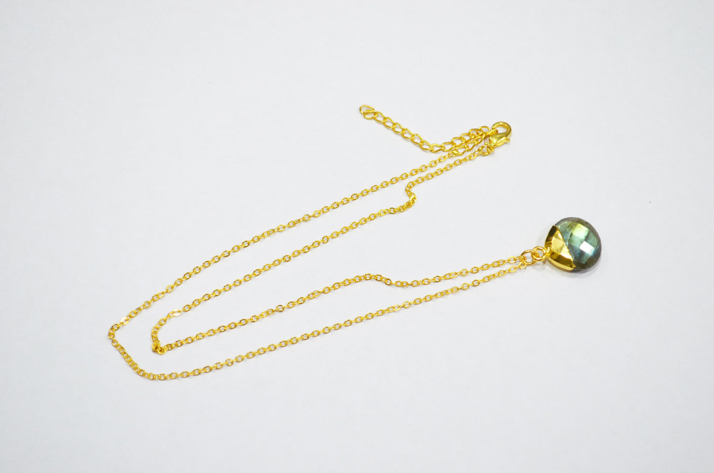 Labradorite Faceted Heart Shape Pendant With Adjustable Chain And Lobster Lock Necklace , 14 mm , RB-7325
