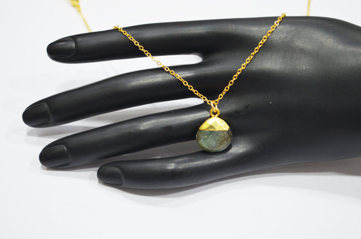 Labradorite Faceted Heart Shape Pendant With Adjustable Chain And Lobster Lock Necklace , 14 mm , RB-7325
