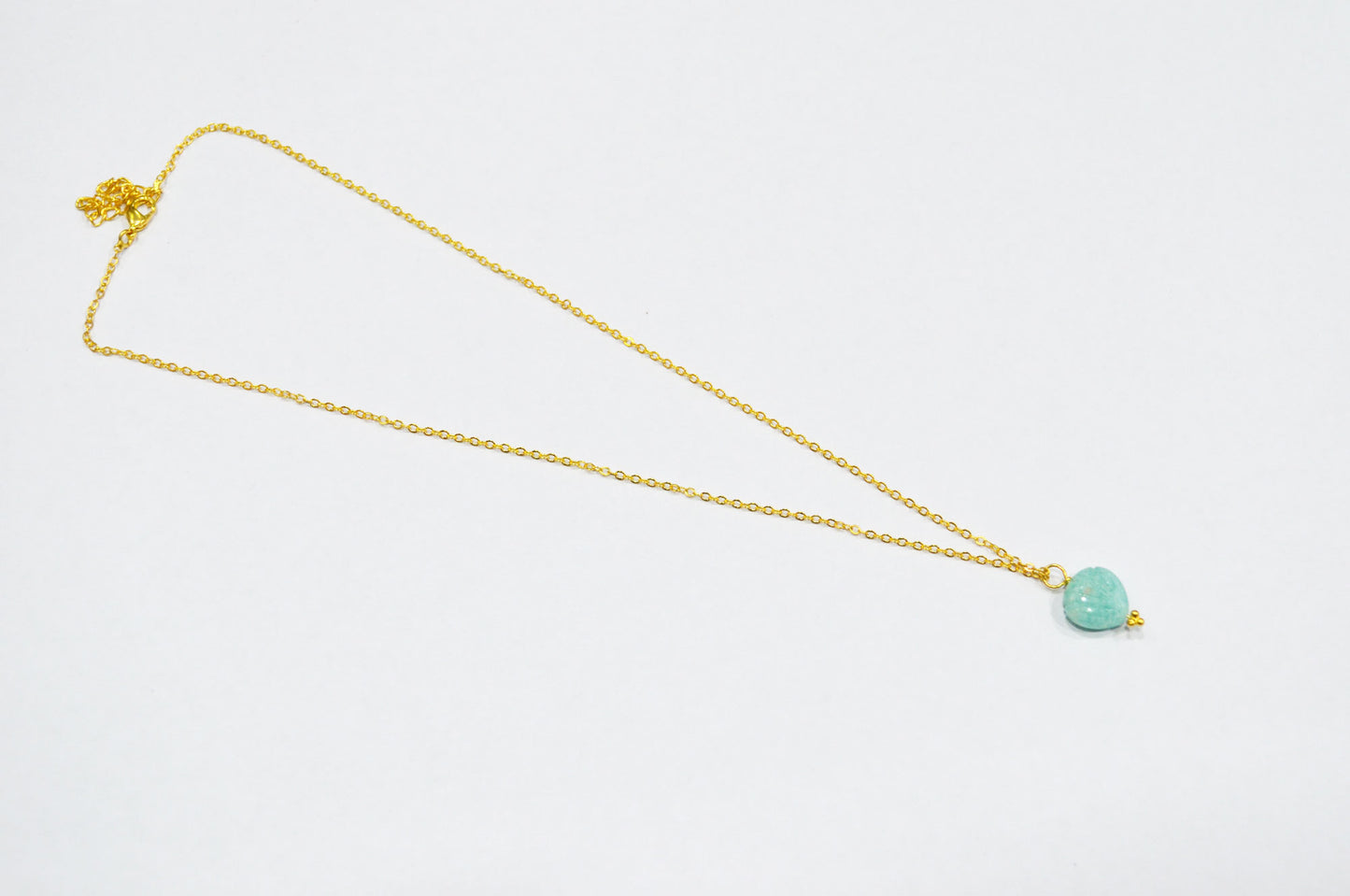 Amazonite Carved Heart Shape Pendant With Adjustable Chain And Lobster Lock Necklace , 12 mm , RB-7327