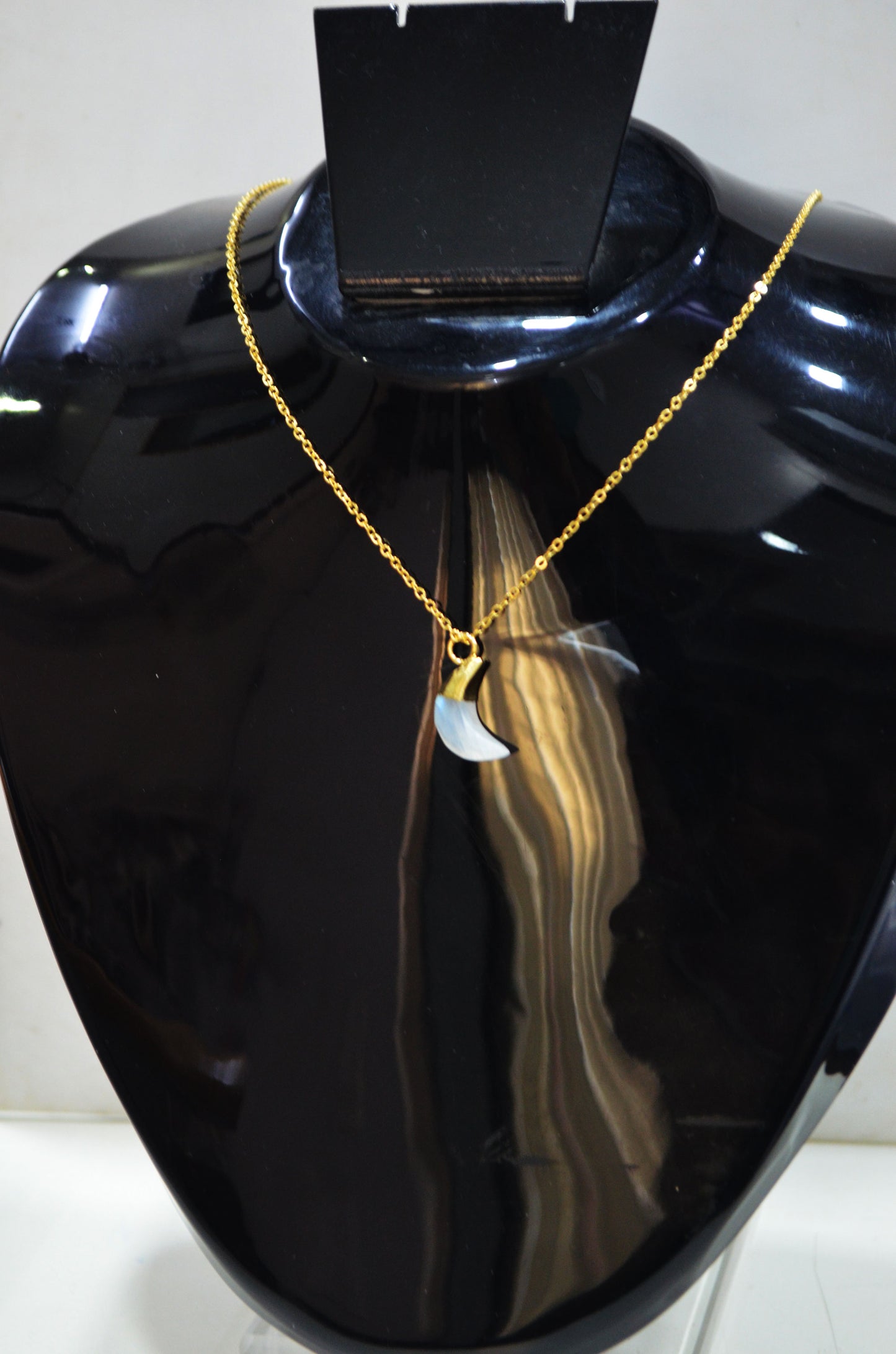 Rainbow Moonstone Faceted Moon Shape Pendant With Adjustable Chain And Lobster Lock Necklace , 16 mm , RB-7328