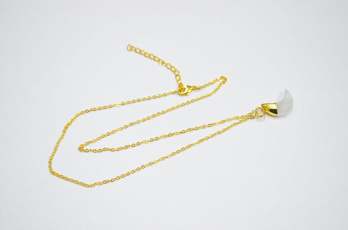 Rainbow Moonstone Faceted Moon Shape Pendant With Adjustable Chain And Lobster Lock Necklace , 16 mm , RB-7328