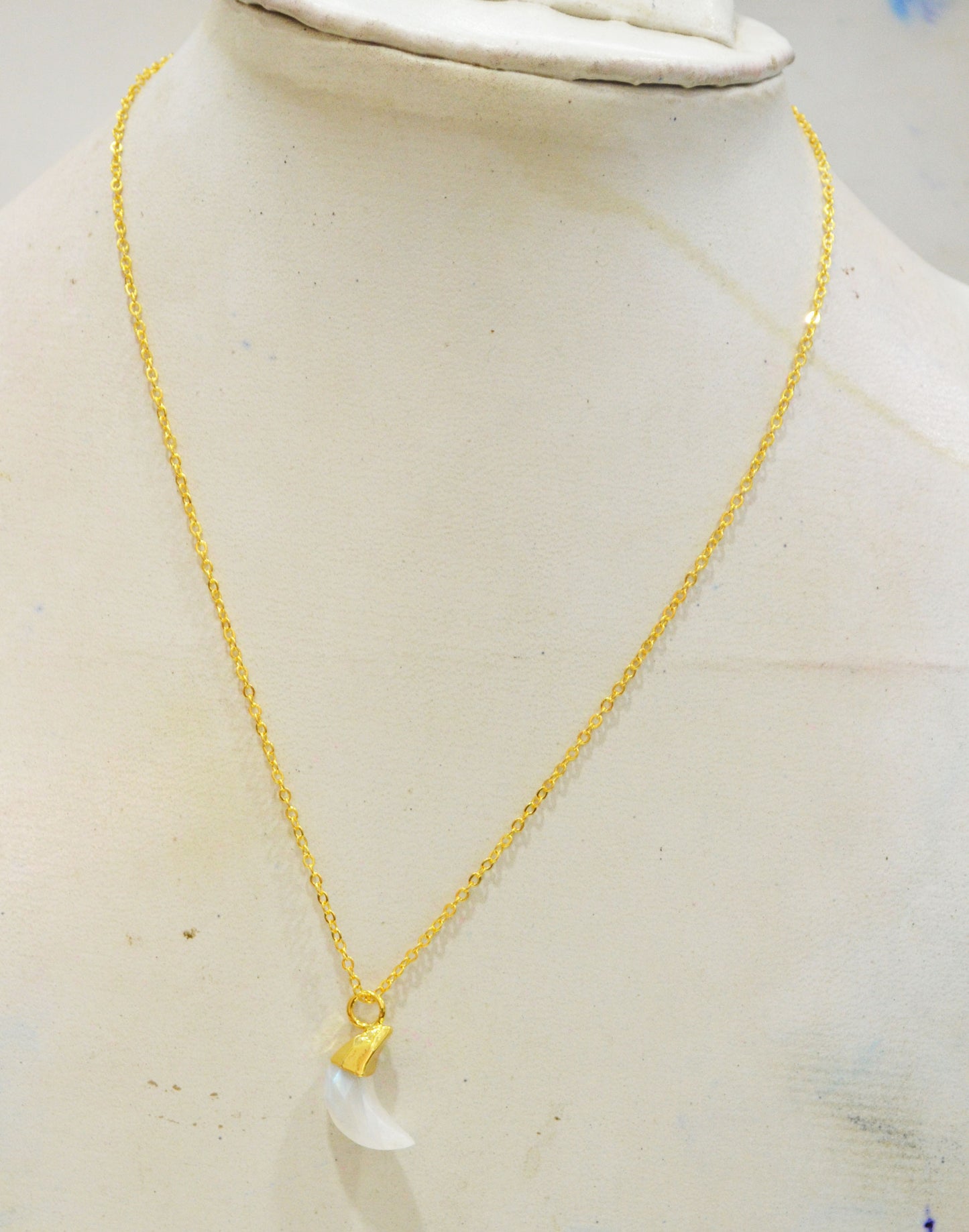 Rainbow Moonstone Faceted Moon Shape Pendant With Adjustable Chain And Lobster Lock Necklace , 16 mm , RB-7328