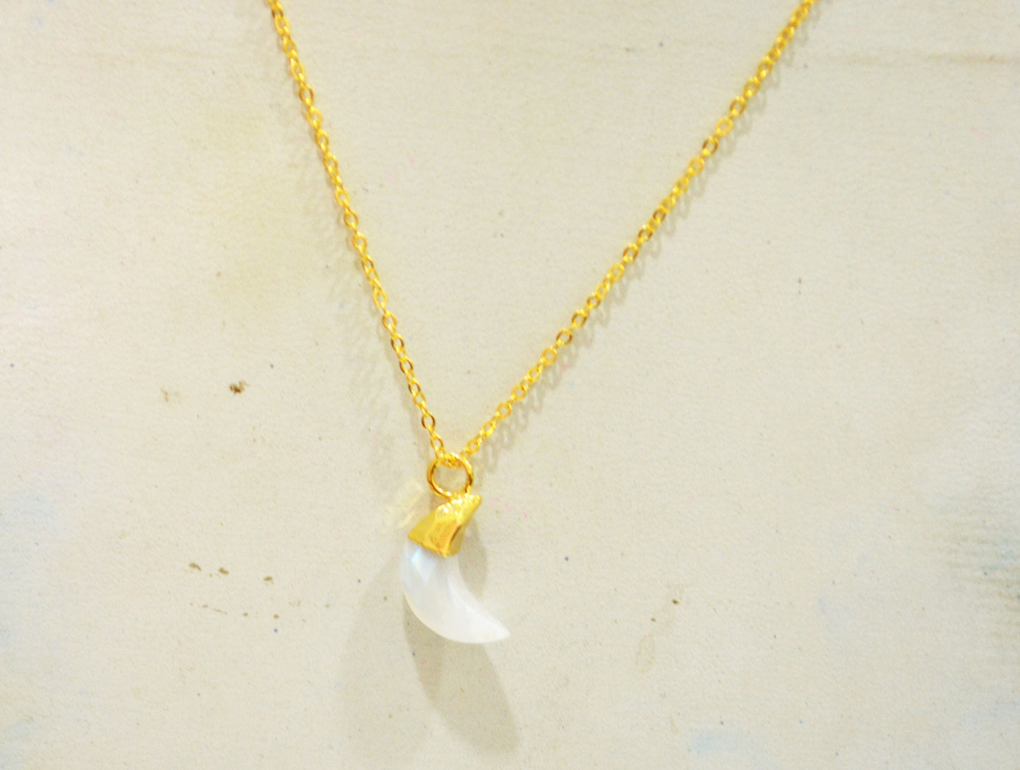 Rainbow Moonstone Faceted Moon Shape Pendant With Adjustable Chain And Lobster Lock Necklace , 16 mm , RB-7328