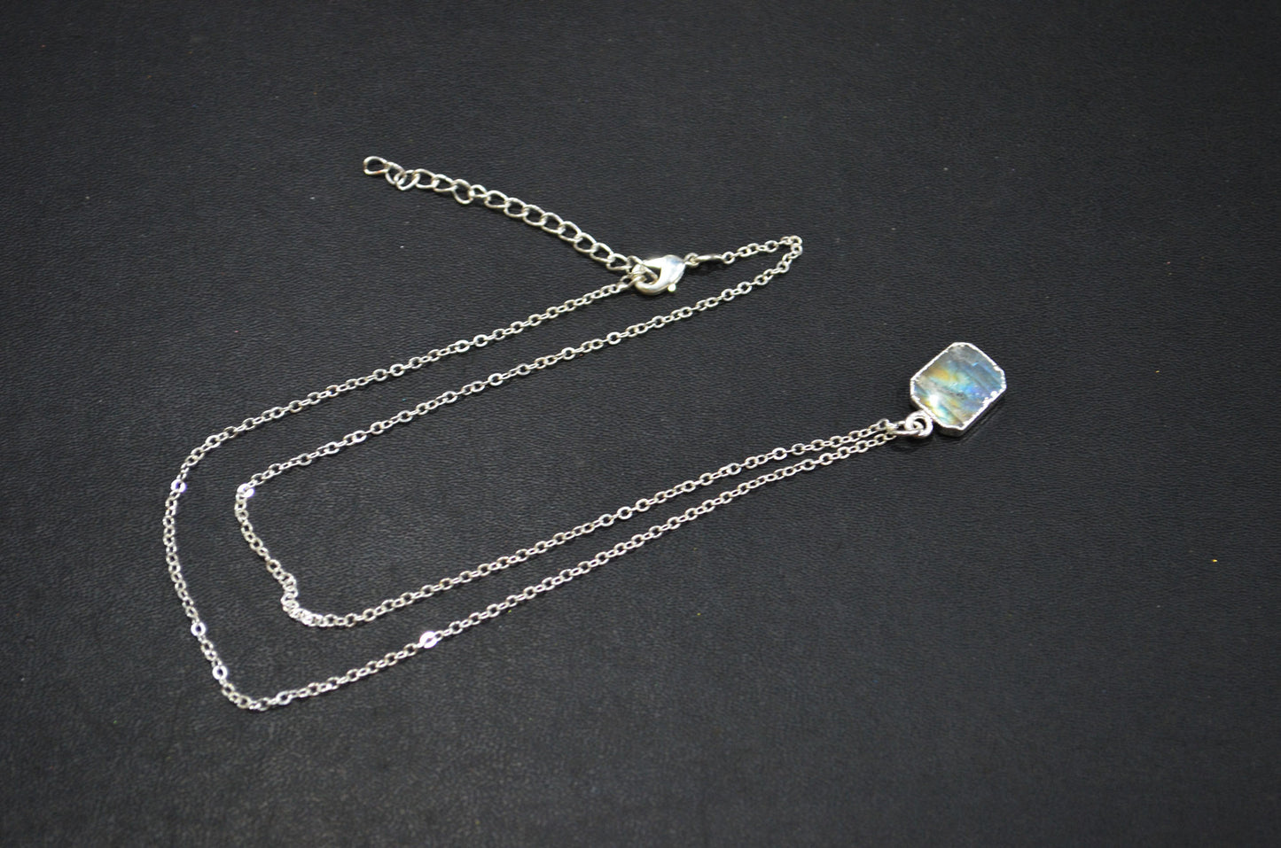 Labradorite Smooth Square Shape Pendant With Adjustable Chain And Lobster Lock Necklace , 10x12 mm , RB-7333
