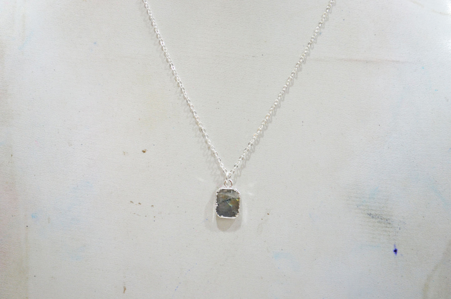 Labradorite Smooth Square Shape Pendant With Adjustable Chain And Lobster Lock Necklace , 10x12 mm , RB-7333