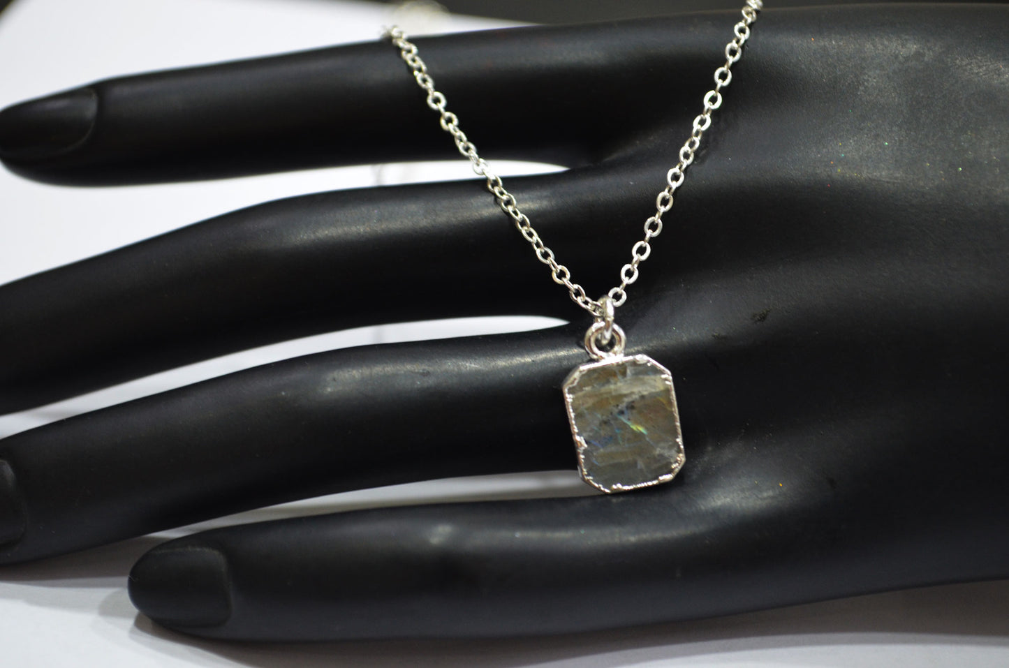 Labradorite Smooth Square Shape Pendant With Adjustable Chain And Lobster Lock Necklace , 10x12 mm , RB-7333