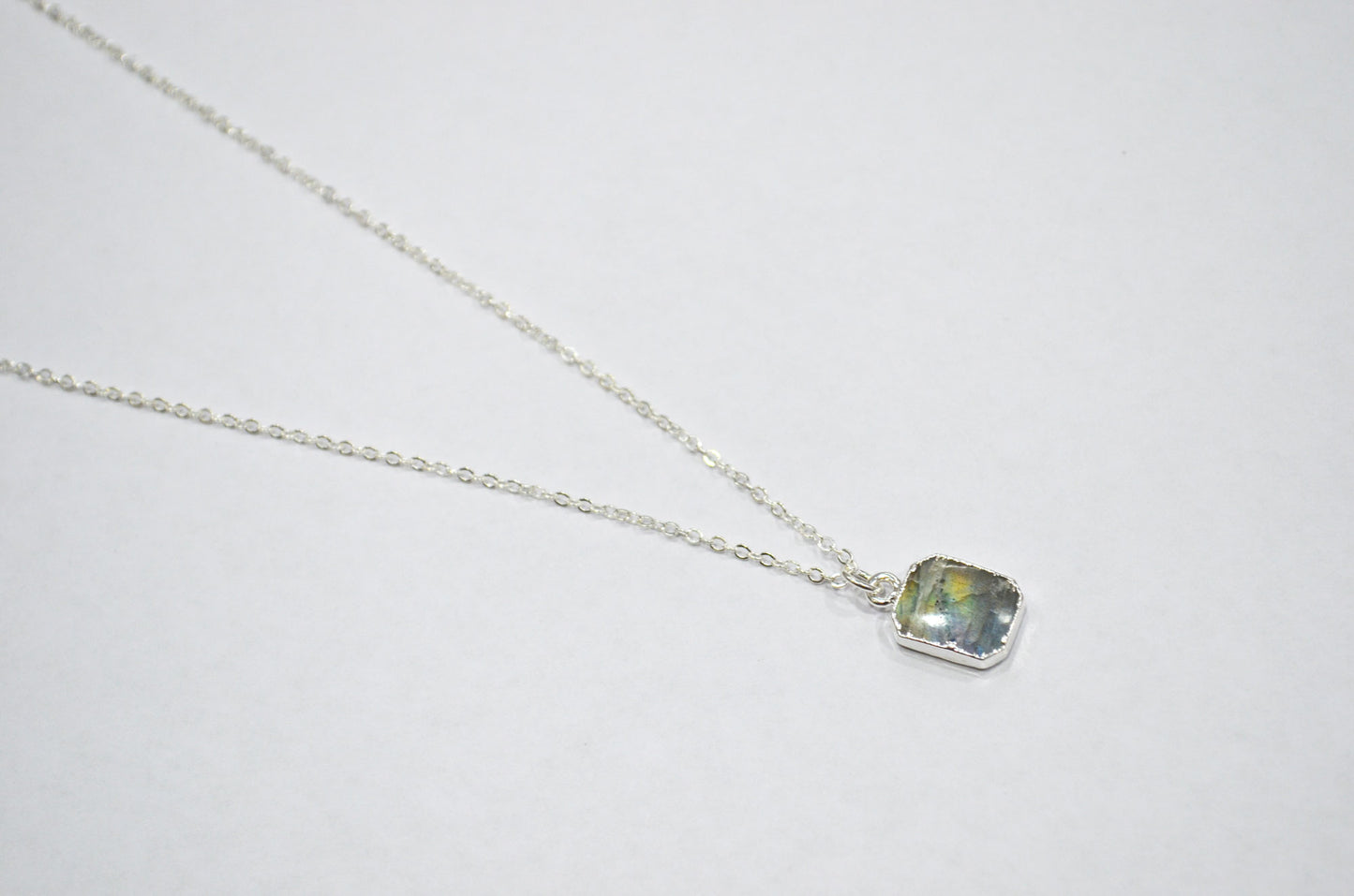 Labradorite Smooth Square Shape Pendant With Adjustable Chain And Lobster Lock Necklace , 10x12 mm , RB-7333