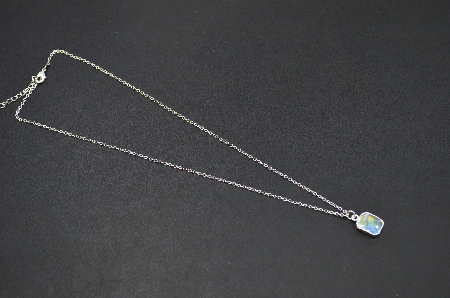 Labradorite Smooth Square Shape Pendant With Adjustable Chain And Lobster Lock Necklace , 10x12 mm , RB-7333