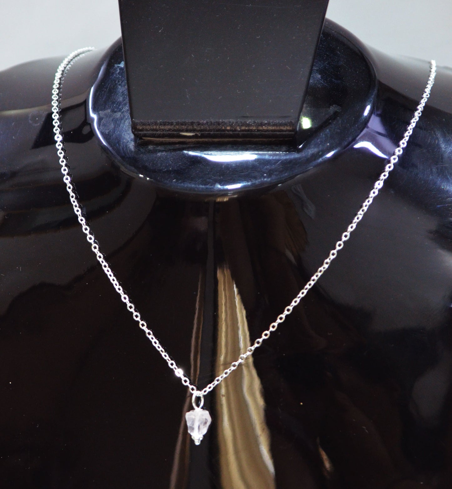Rose Quartz Rough Nugget Shape Pendant With Adjustable Chain And Lobster Lock Necklace , 6 mm , RB-7337