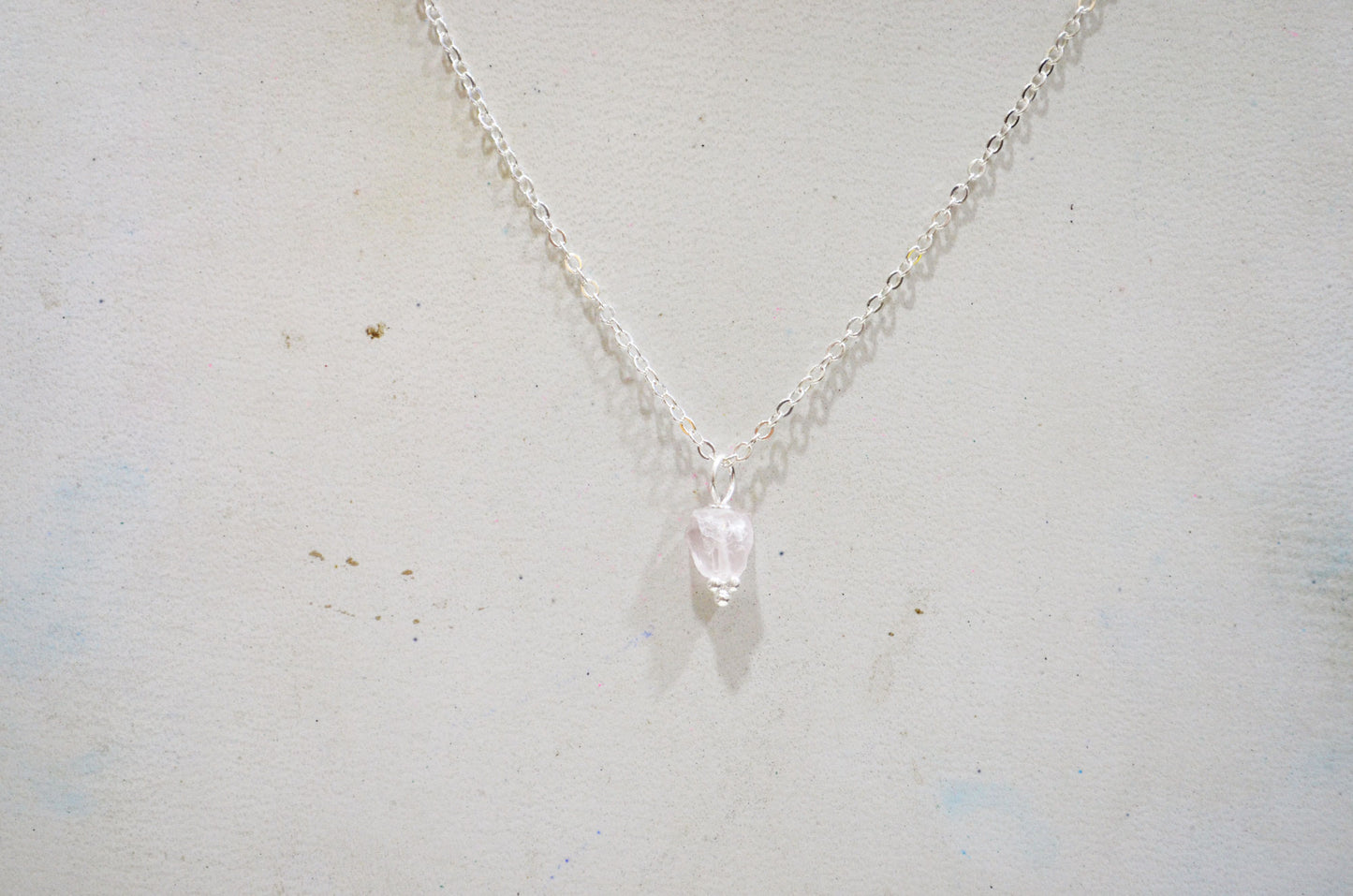 Rose Quartz Rough Nugget Shape Pendant With Adjustable Chain And Lobster Lock Necklace , 6 mm , RB-7337