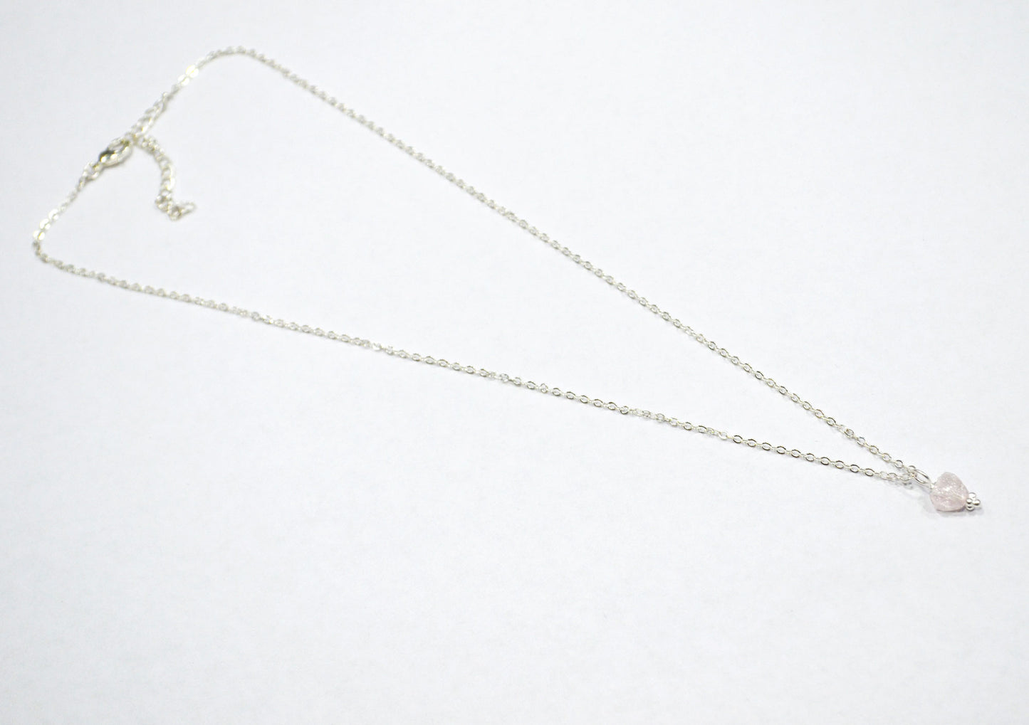 Rose Quartz Rough Nugget Shape Pendant With Adjustable Chain And Lobster Lock Necklace , 6 mm , RB-7337