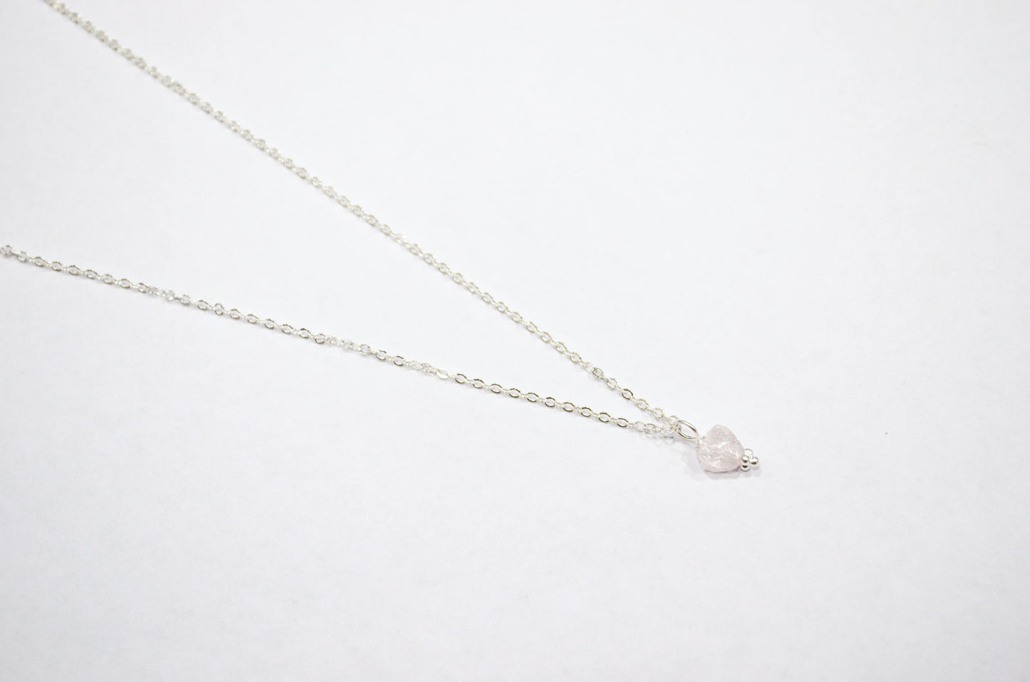 Rose Quartz Rough Nugget Shape Pendant With Adjustable Chain And Lobster Lock Necklace , 6 mm , RB-7337