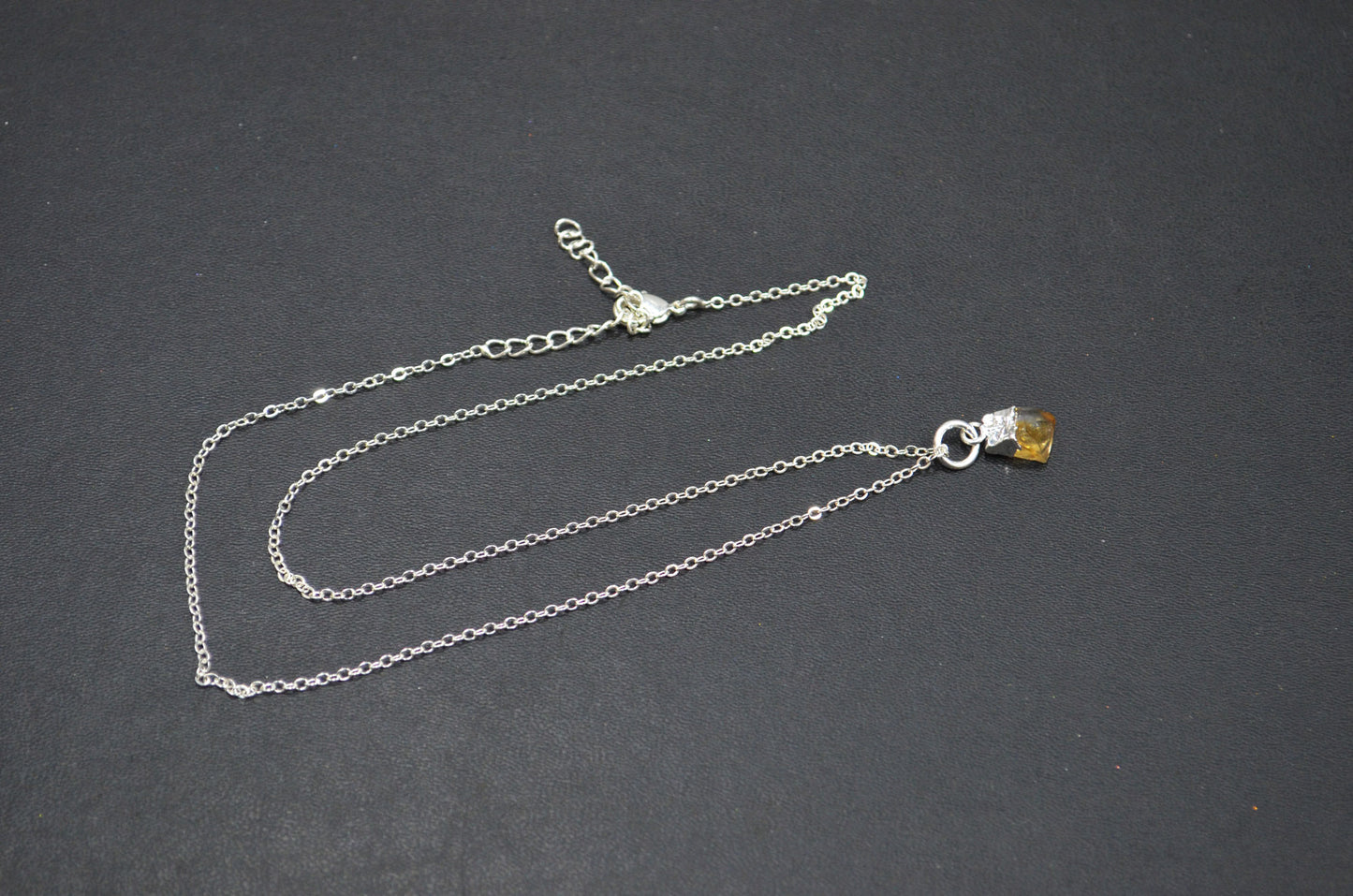 Citrine Rough Nugget Shape Pendant With Adjustable Chain And Lobster Lock Necklace , 8 - 10 mm , RB-7341