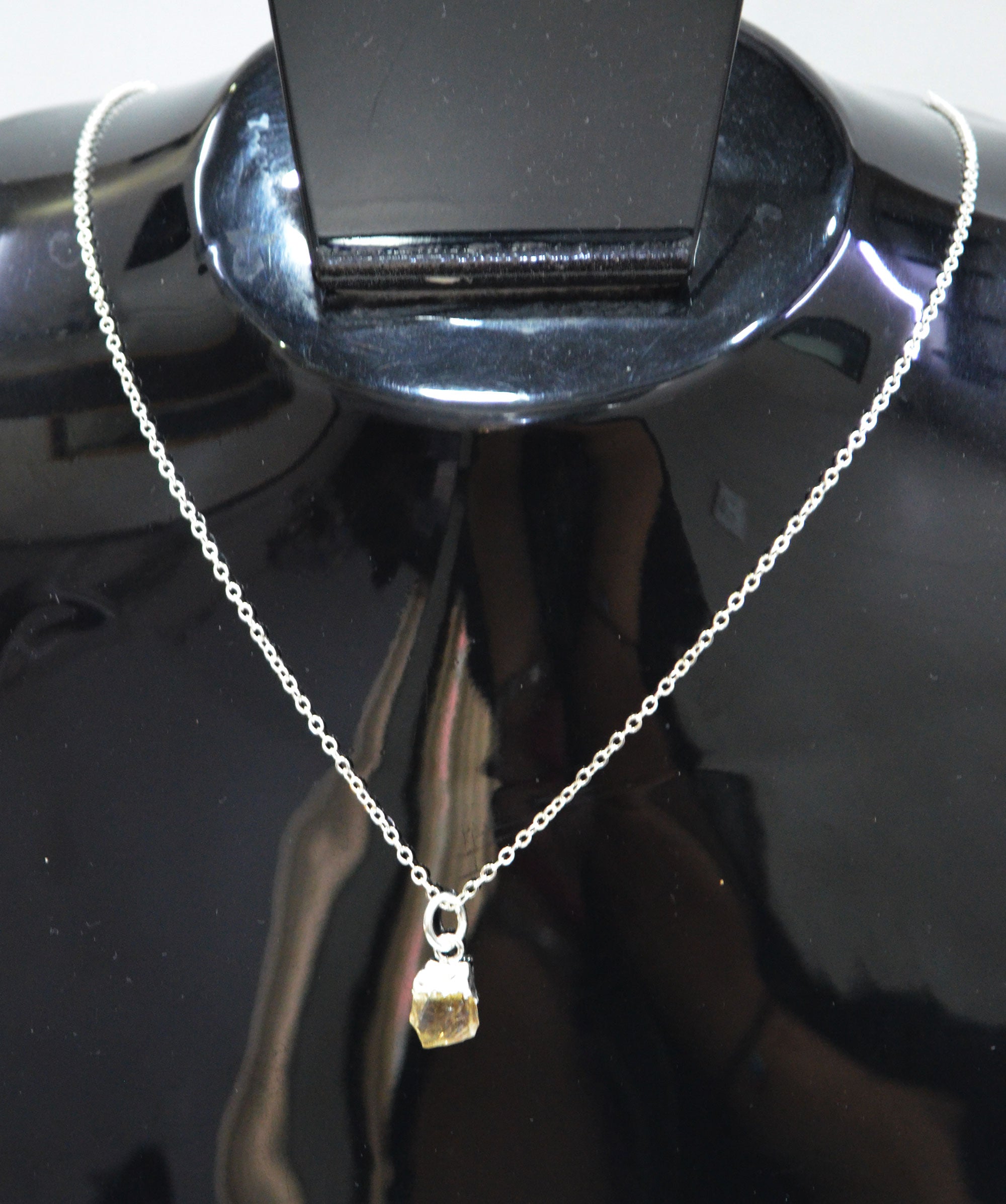 Citrine Rough Nugget Shape Pendant With Adjustable Chain And Lobster Lock Necklace , 8 - 10 mm , RB-7341
