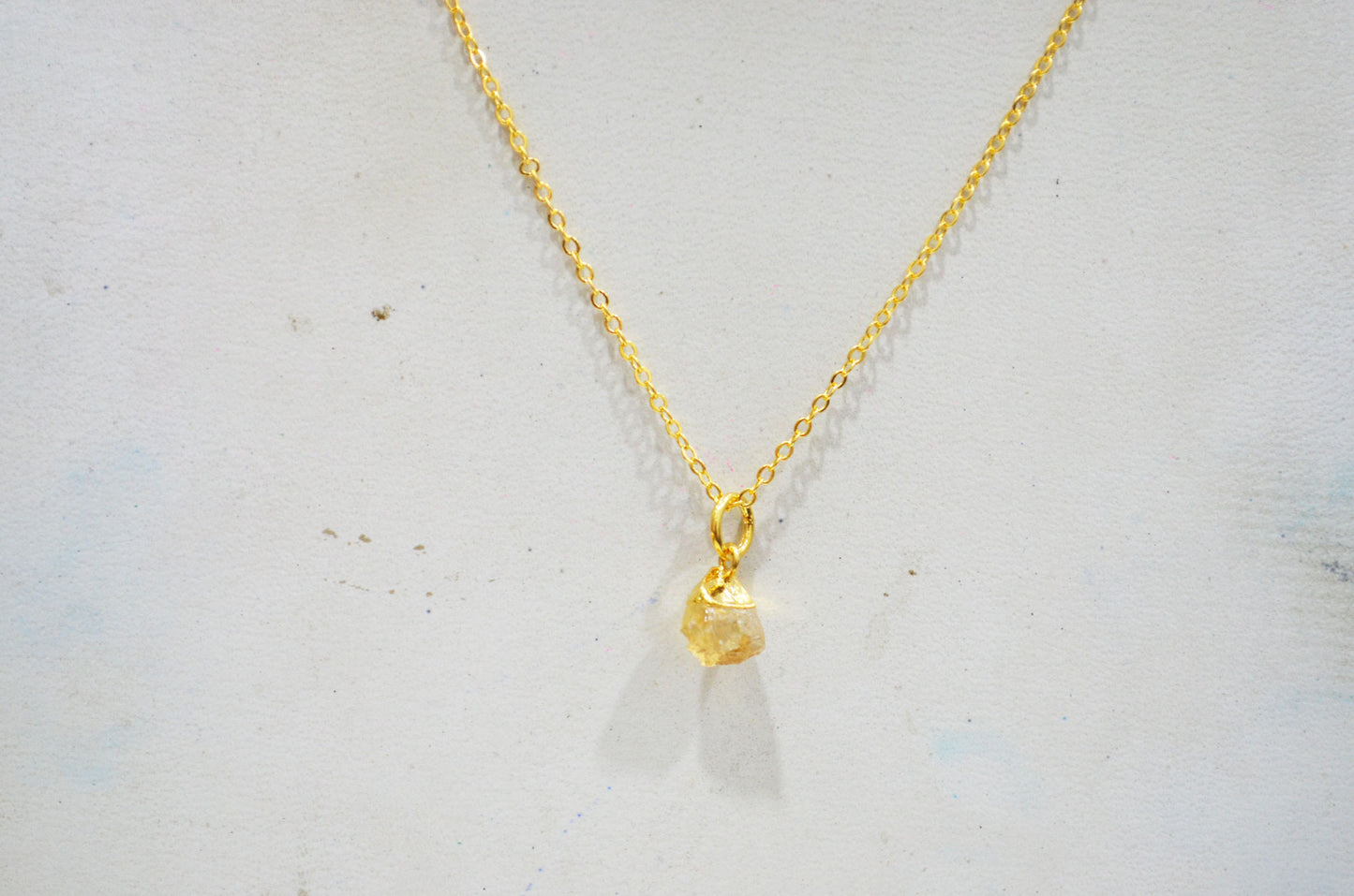 Citrine Rough Nugget Shape Pendant With Adjustable Chain And Lobster Lock Necklace , 8 - 10 mm , RB-7341