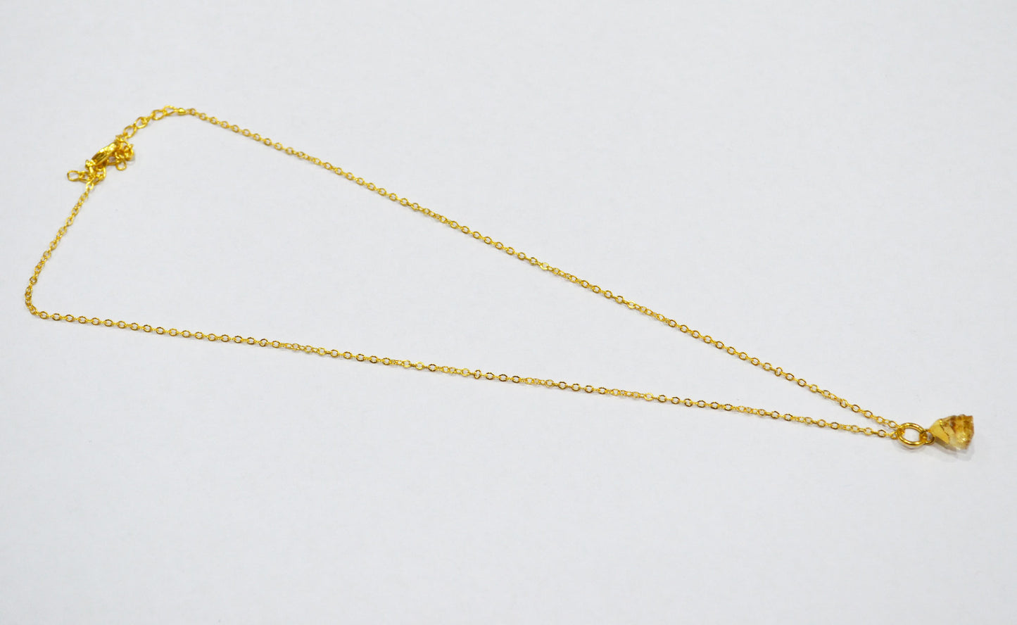 Citrine Rough Nugget Shape Pendant With Adjustable Chain And Lobster Lock Necklace , 8 - 10 mm , RB-7341