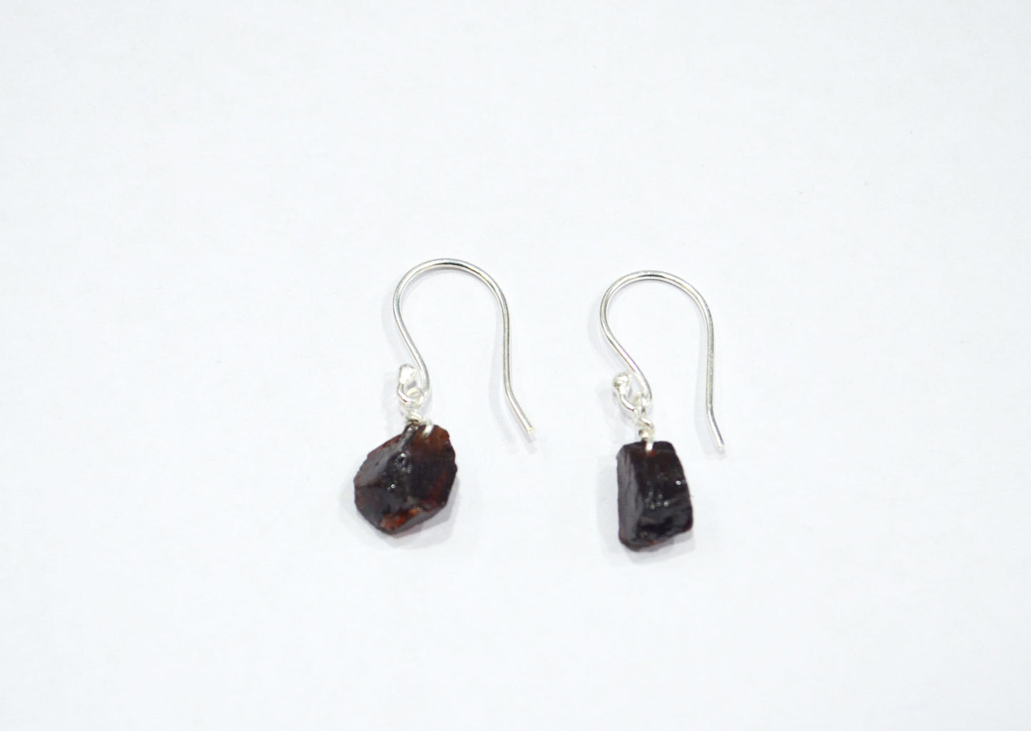 Mozambique Garnet Rough Nuggets Shape Earrings , Mozambique Garnet Silver Plated Brass Dangle Earrings , Women Earrings , 10 - 11 mm , RB-7346