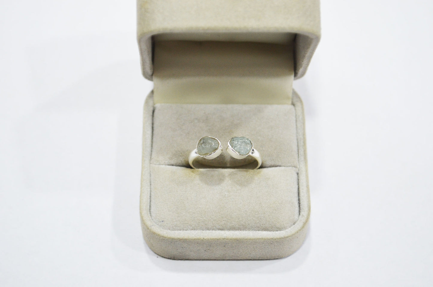 Milky Aquamarine Fancy Shape Ring , Milky Aquamarine Rough Stone Ring , March Birthstone Ring , Upper Adjustable Ring , RB-7353