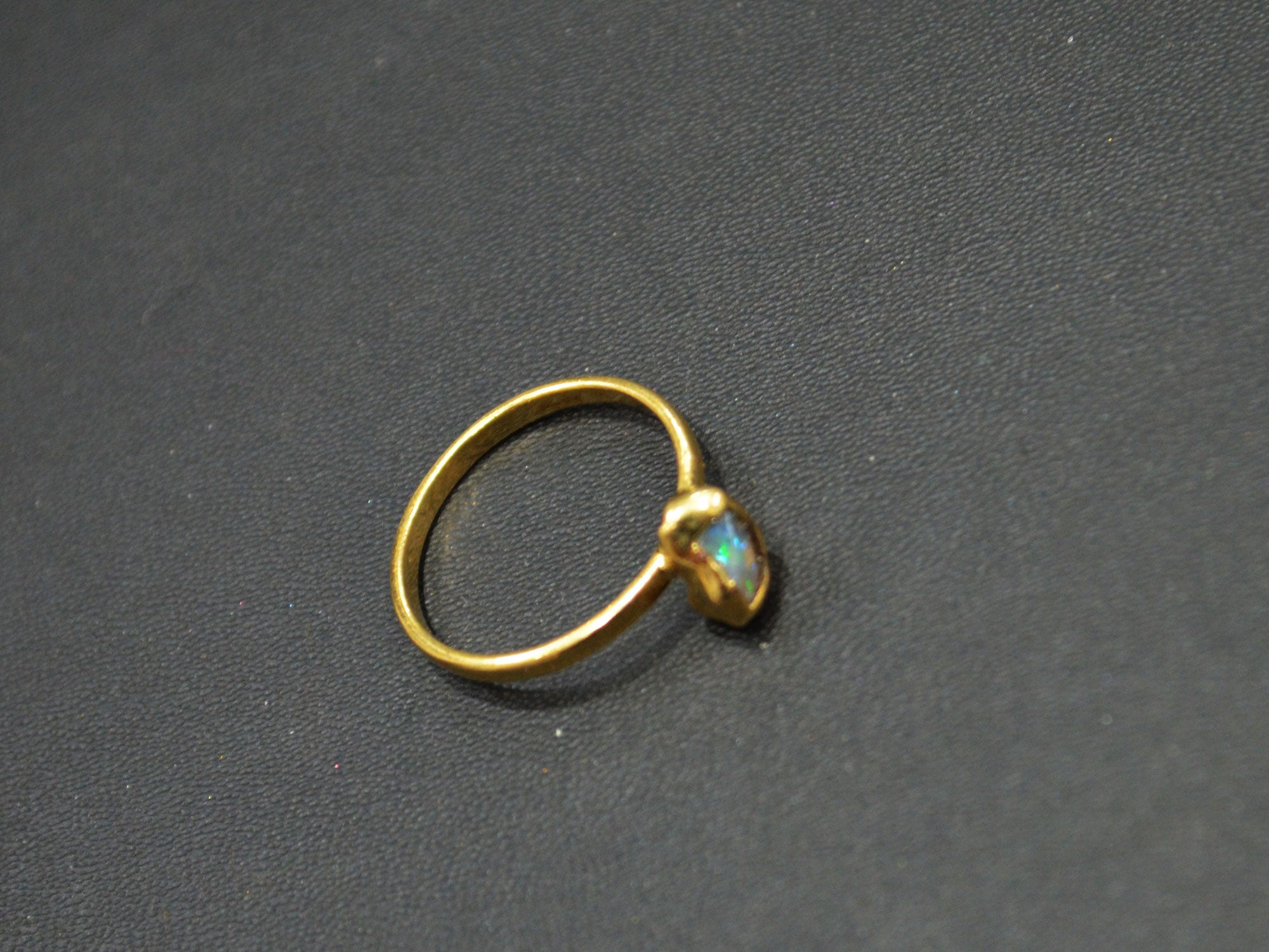 Raw Ethiopian Opal Ring , Ethiopian Opal Smooth Ring , October Birthstone Ring , Statement Ring , Ready Component  , RB-7358