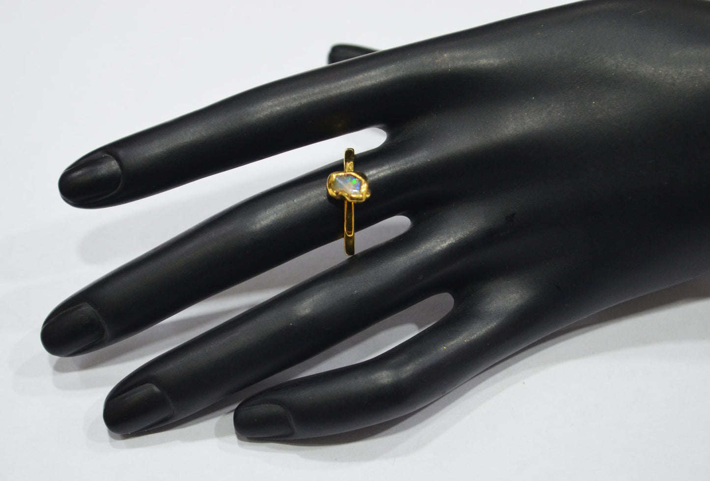 Raw Ethiopian Opal Ring , Ethiopian Opal Smooth Ring , October Birthstone Ring , Statement Ring , Ready Component  , RB-7358