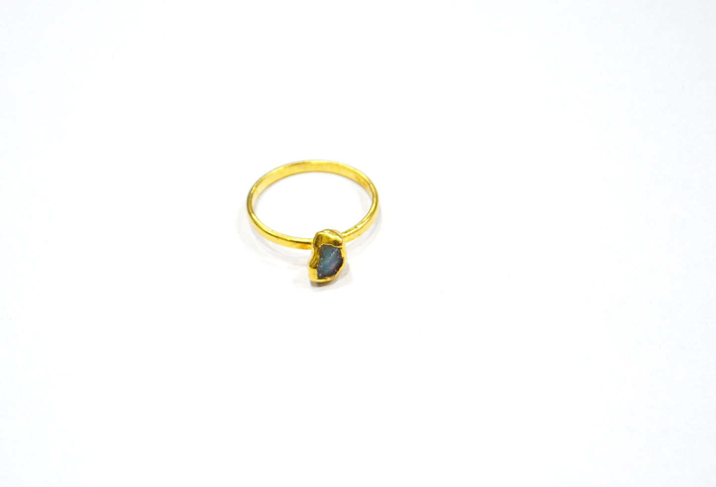 Raw Ethiopian Opal Ring , Ethiopian Opal Smooth Ring , October Birthstone Ring , Statement Ring , Ready Component  , RB-7358