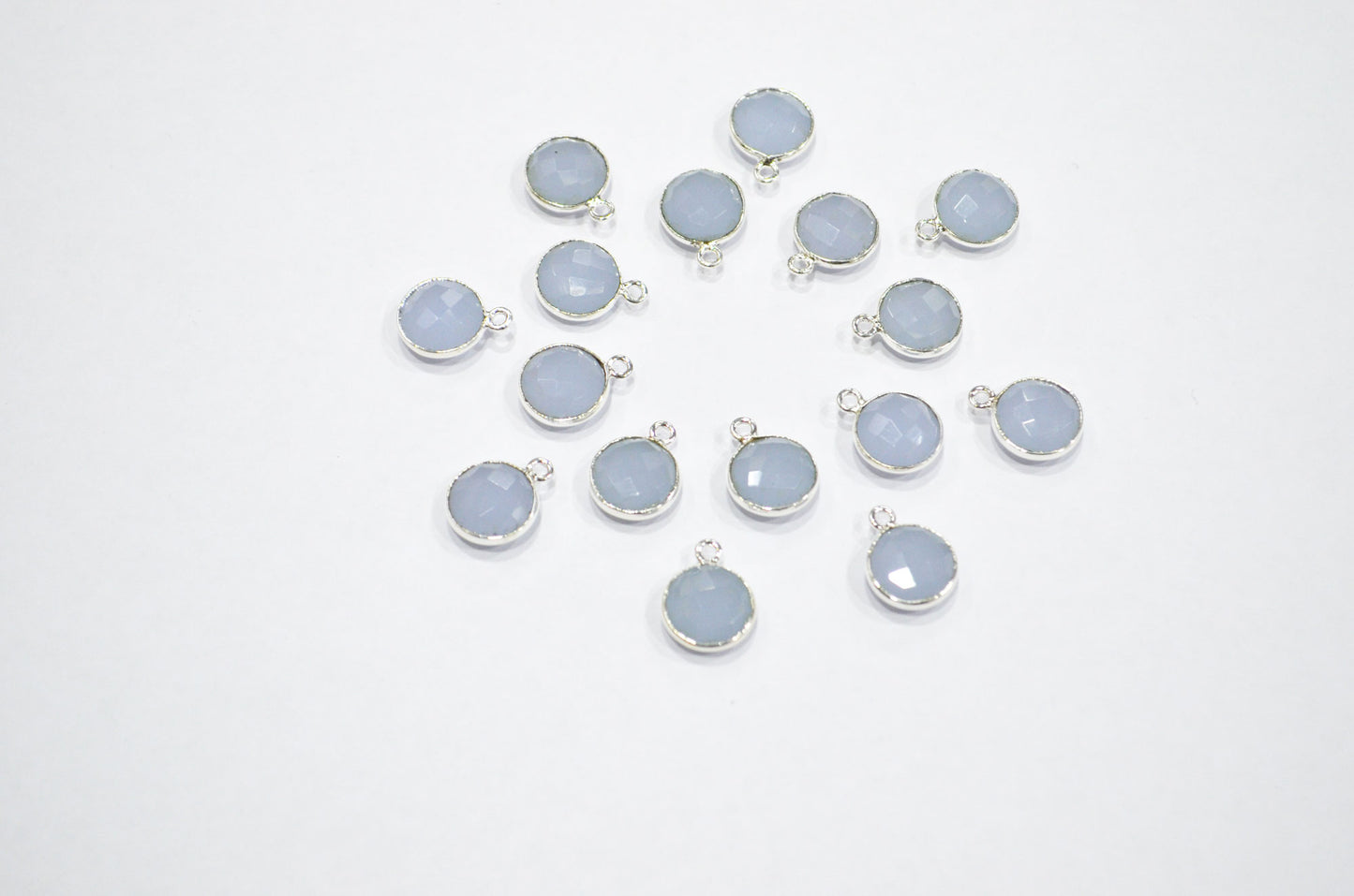 Corn Flower Blue Hydro Glass Faceted Coin Shape Connector , Corn Flower Blue Hydro Glass Single Bail Bezel Connector , Sold By Piece , 11 mm , RB-7398