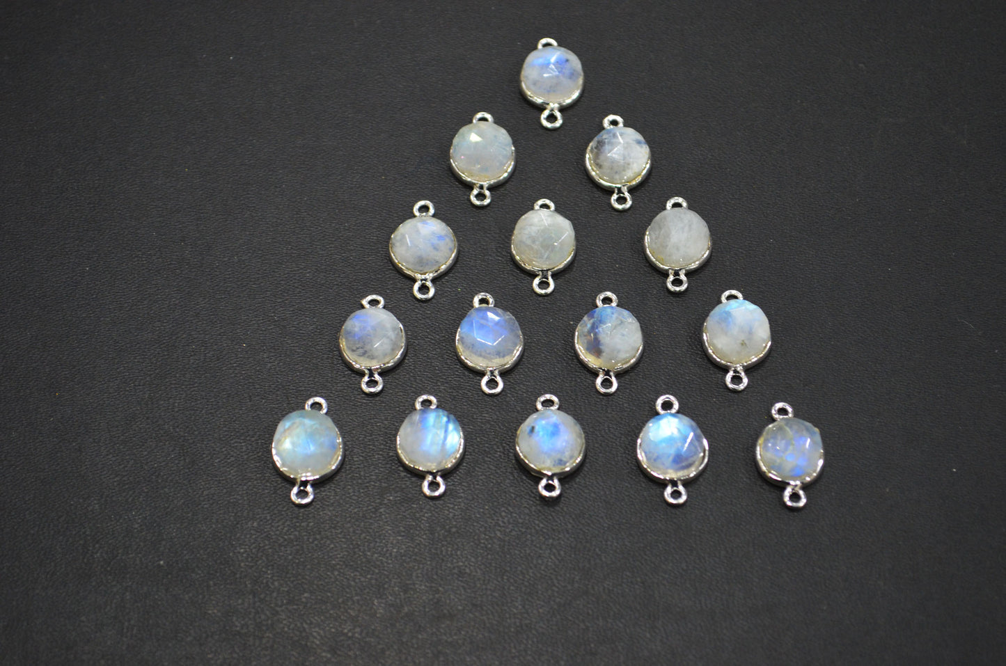 Rainbow Moonstone Cabochon Rose Cut Round Dom Shape Connector , Sold By Piece , 10 - 11 mm , RB-7399