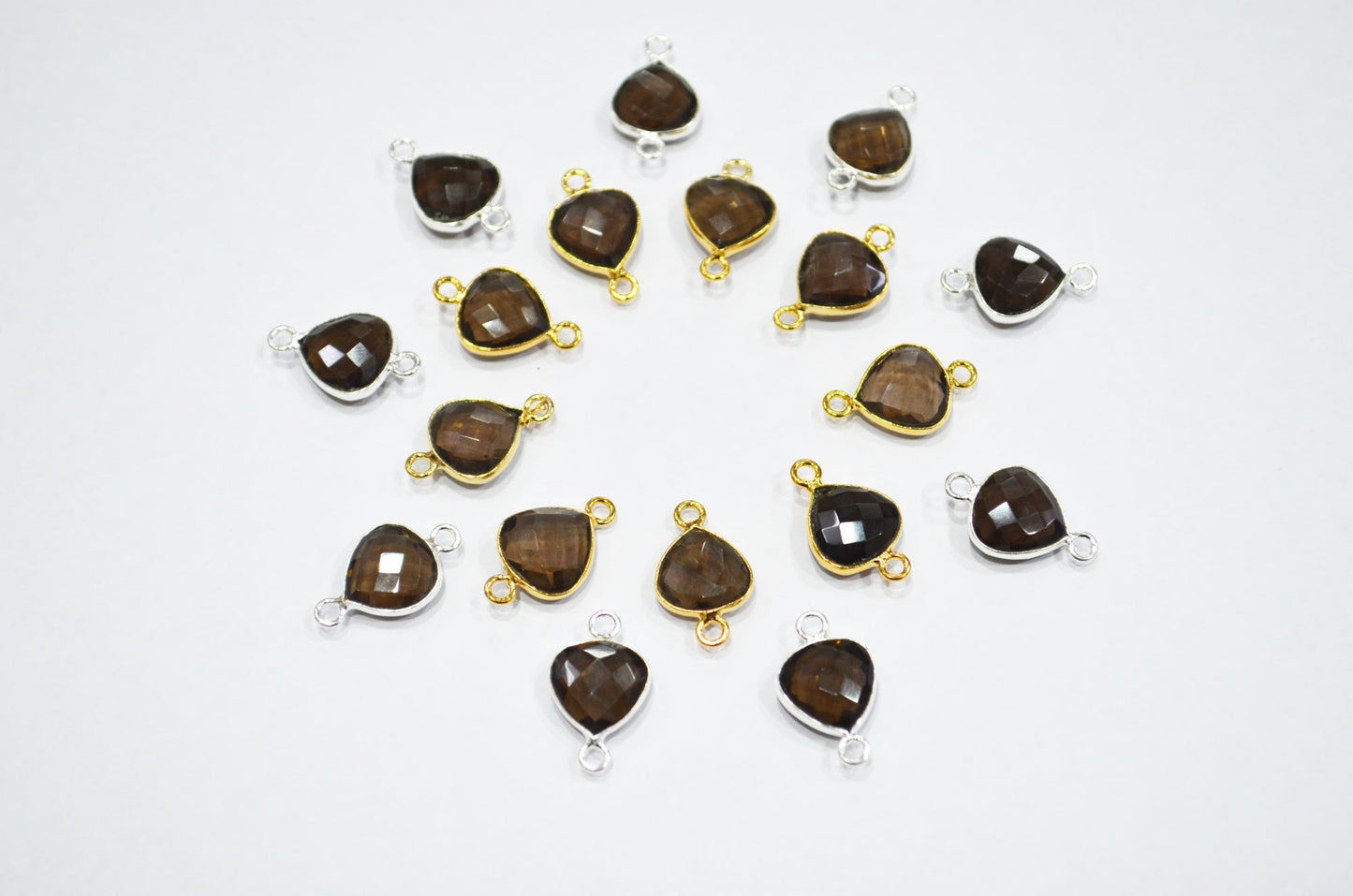 Smoky Faceted Heart Shape Connector , Sold By Piece , 11 mm , RB-7474
