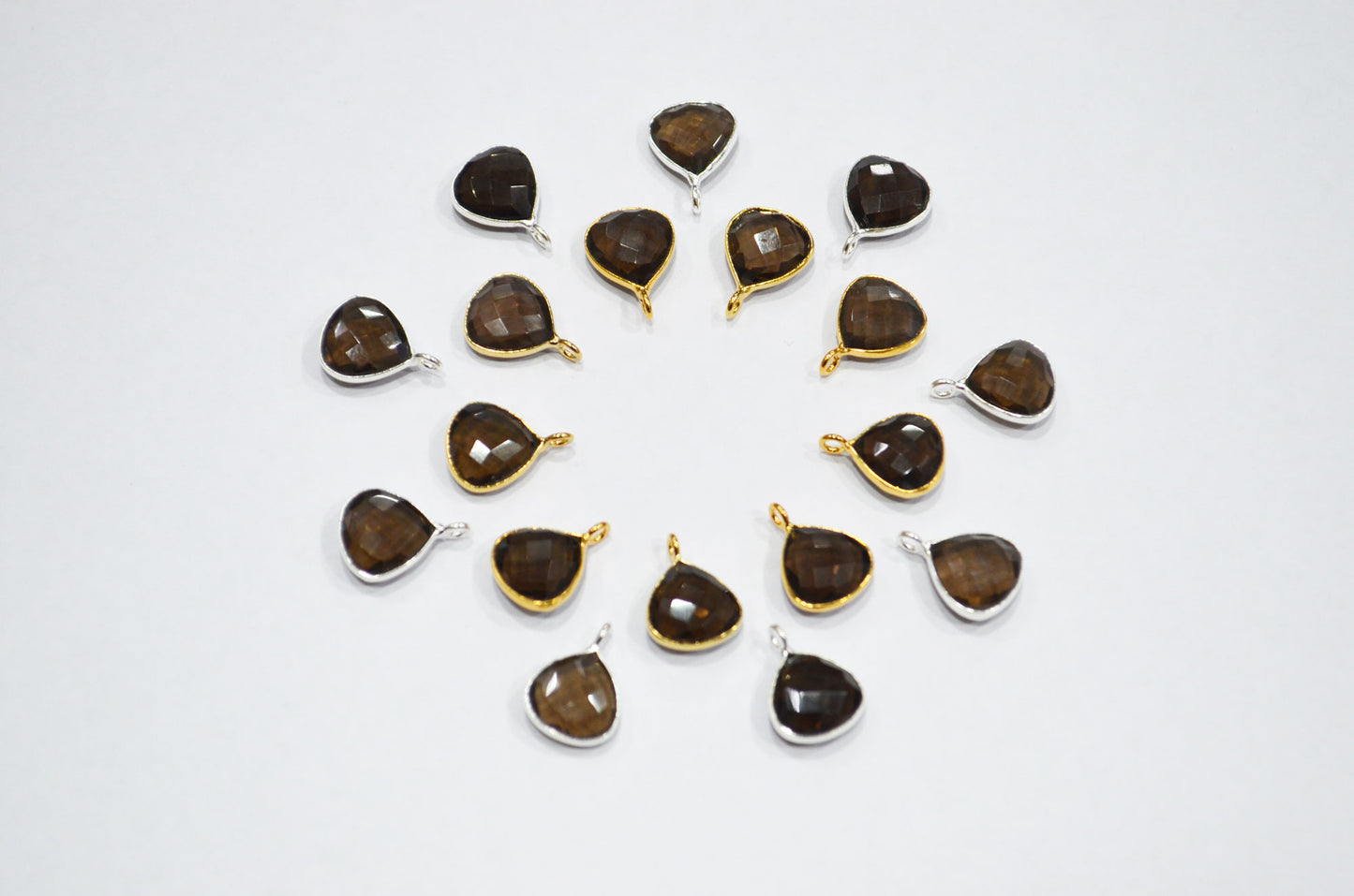 Smoky Faceted Heart Shape Connector , Sold By Piece , 11 mm , RB-7476